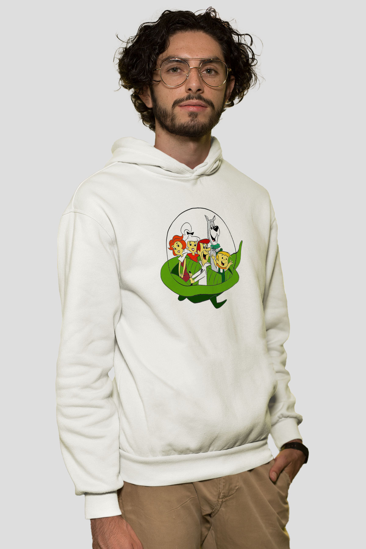 The Jetsons Jetsonlar Beyaz Unisex Kapşonlu Sweatshirt