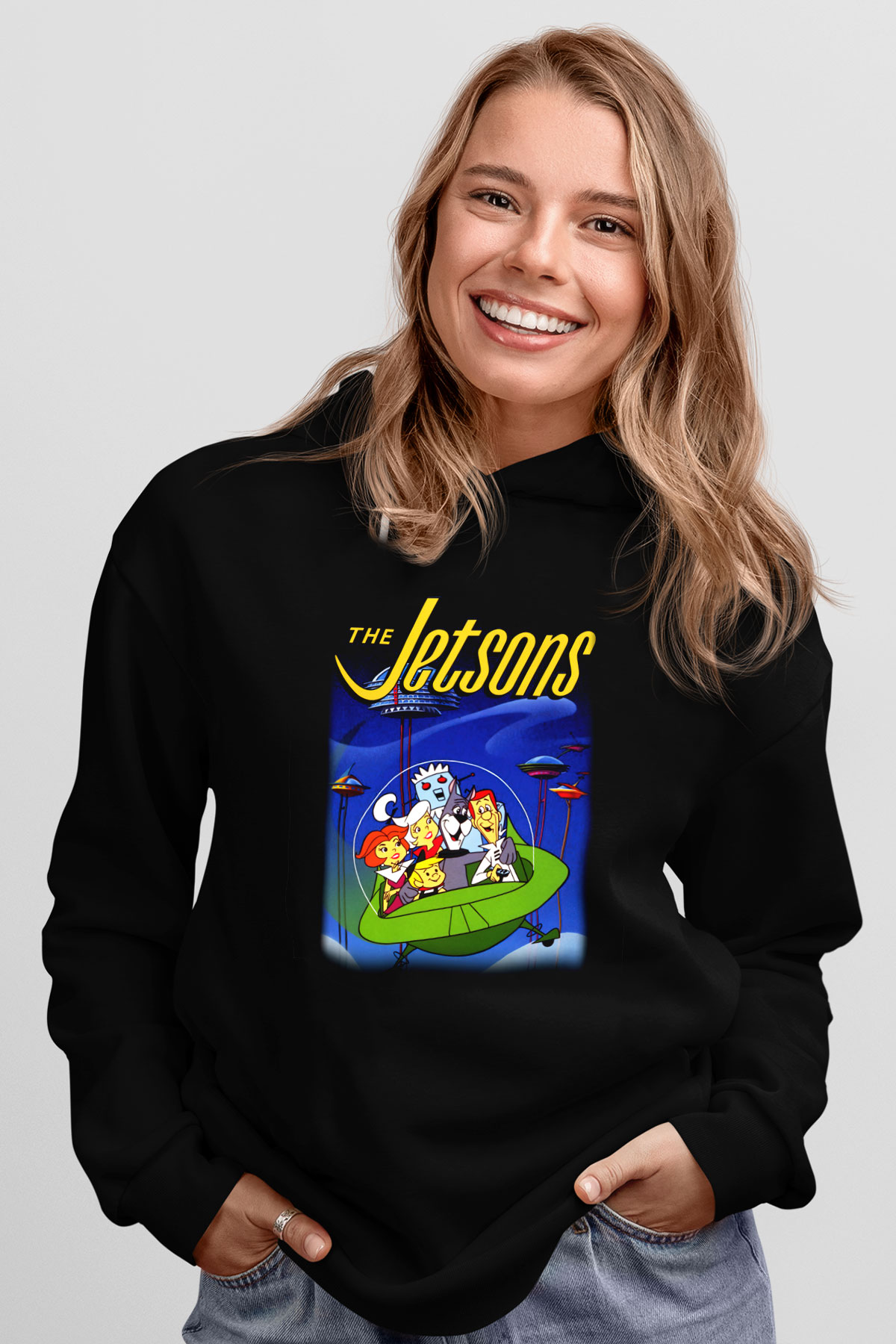 The Jetsons Jetsonlar Siyah Unisex Kapüşonlu Sweatshirt
