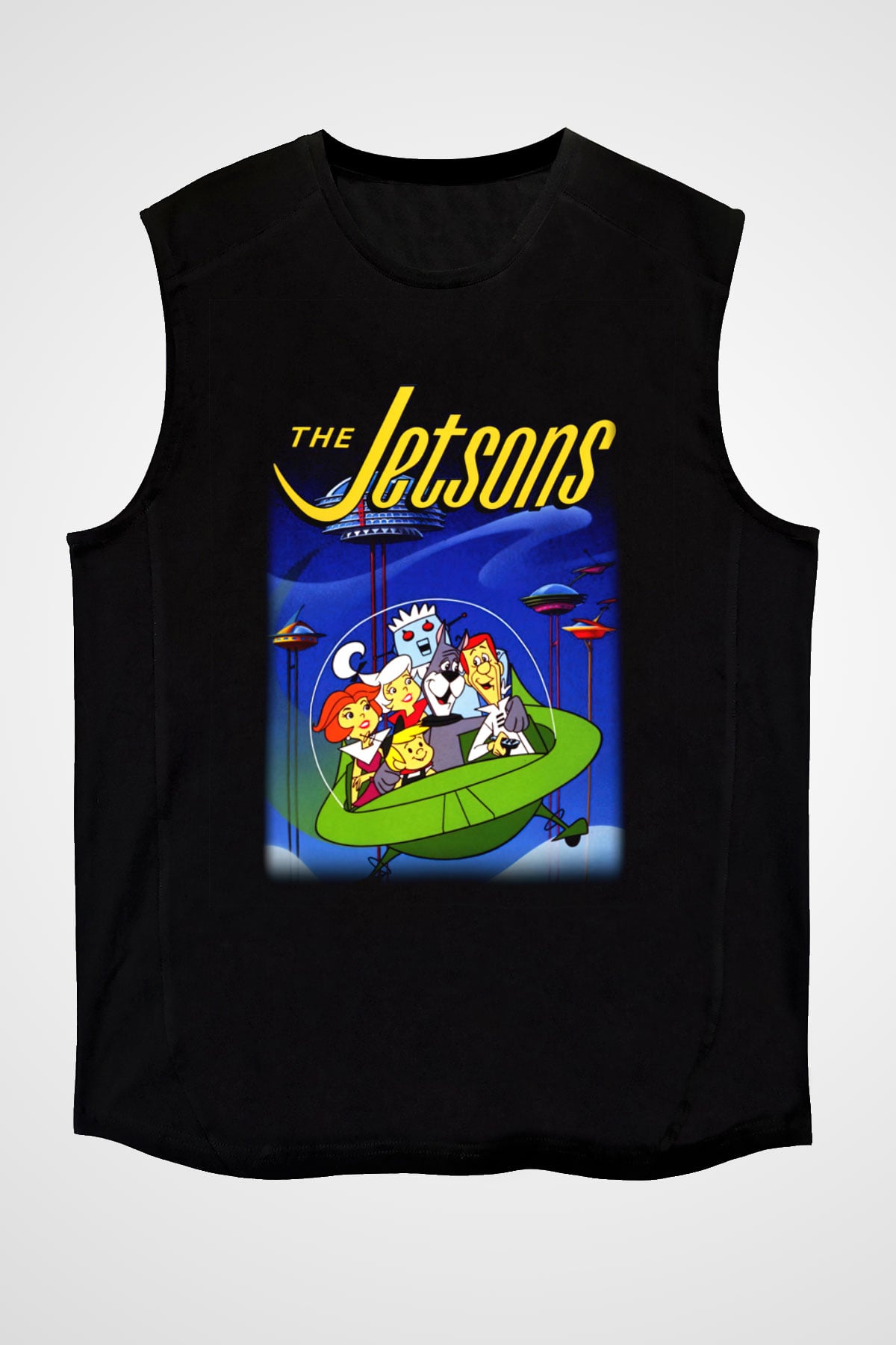 The Jetsons Jetsonlar Siyah Unisex Kolsuz Tişört