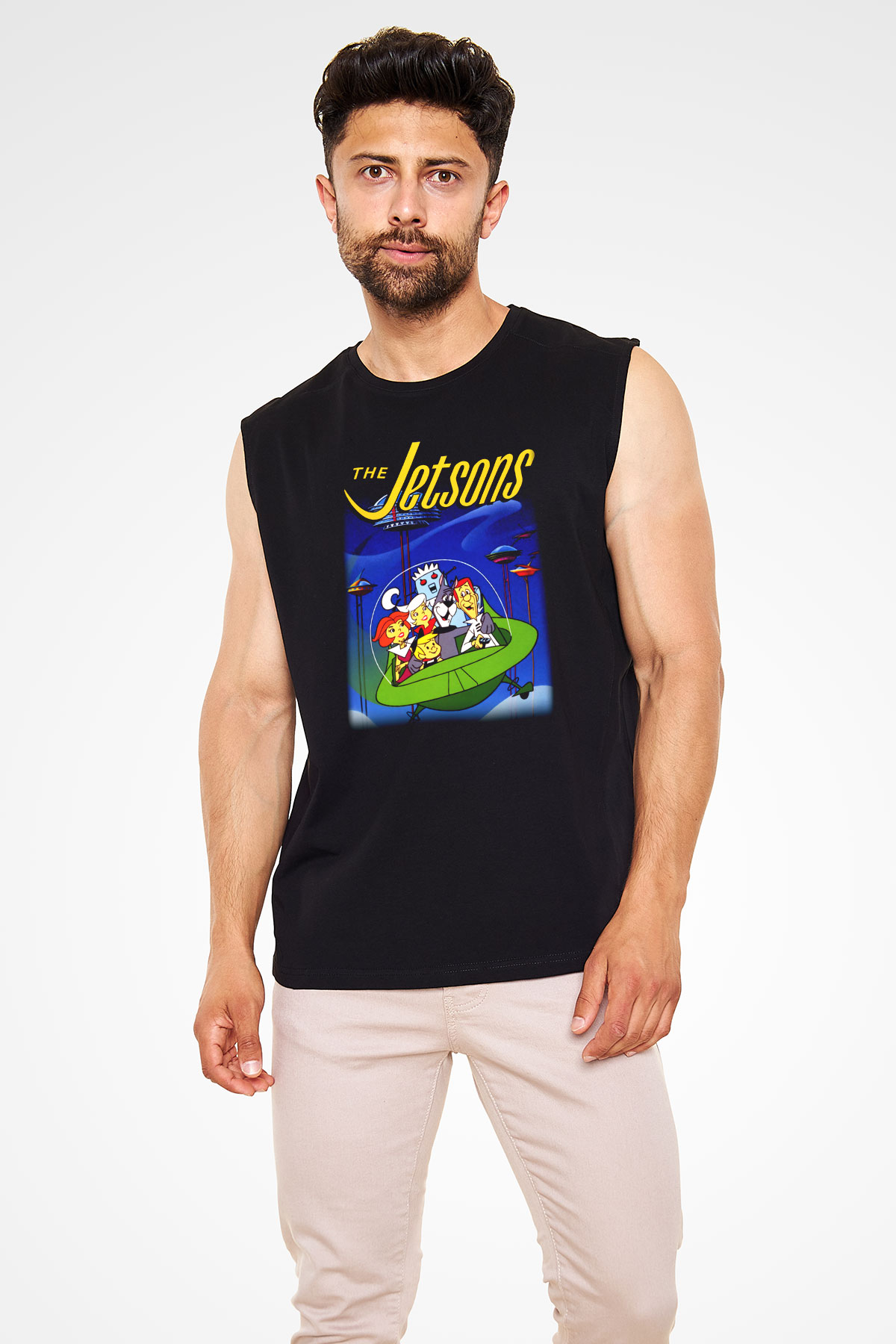 The Jetsons Jetsonlar Siyah Unisex Kolsuz Tişört