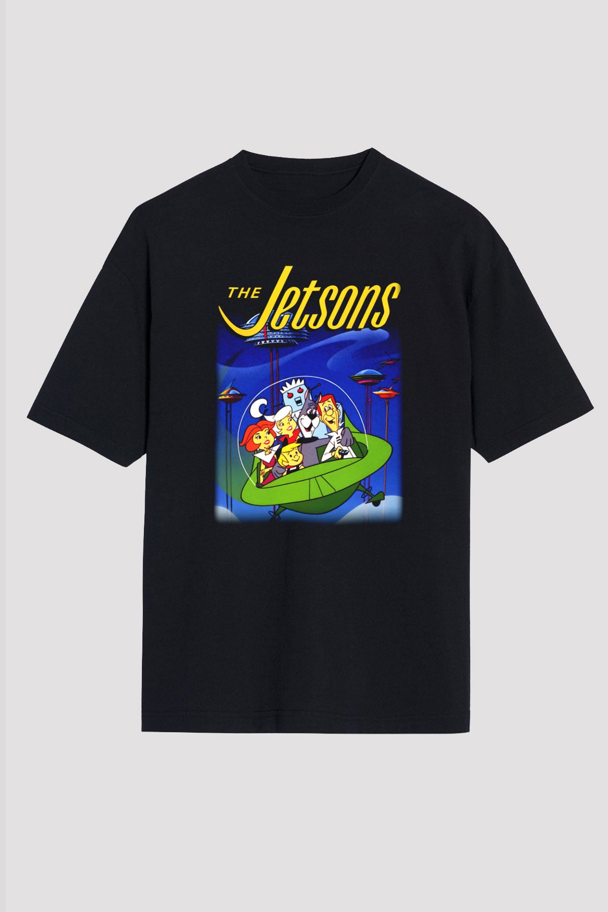 The Jetsons Jetsonlar Siyah Unisex Oversize Tişört