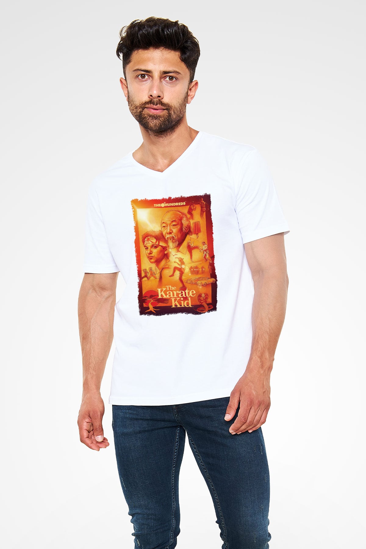 The Karate Kid Beyaz Unisex V Yaka Tişört