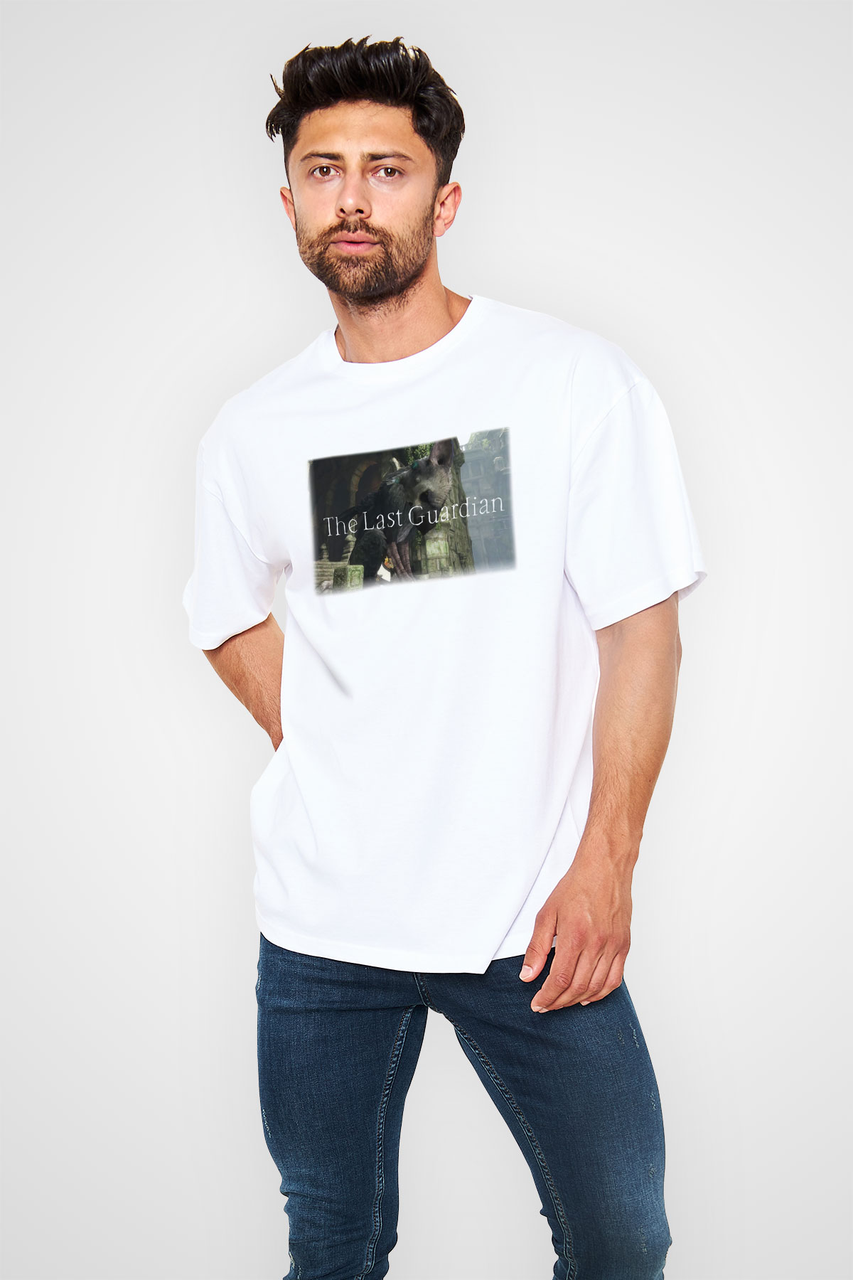 The Last Guardian Beyaz Unisex Oversize Tişört T-Shirt