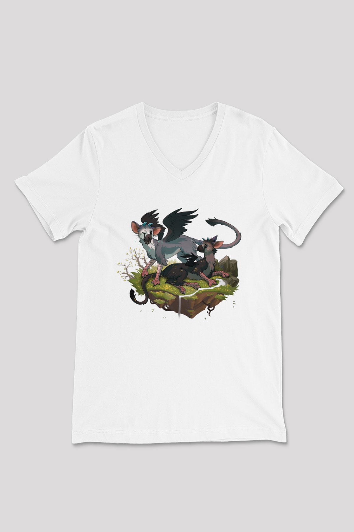 The Last Guardian Beyaz Unisex V Yaka Tişört