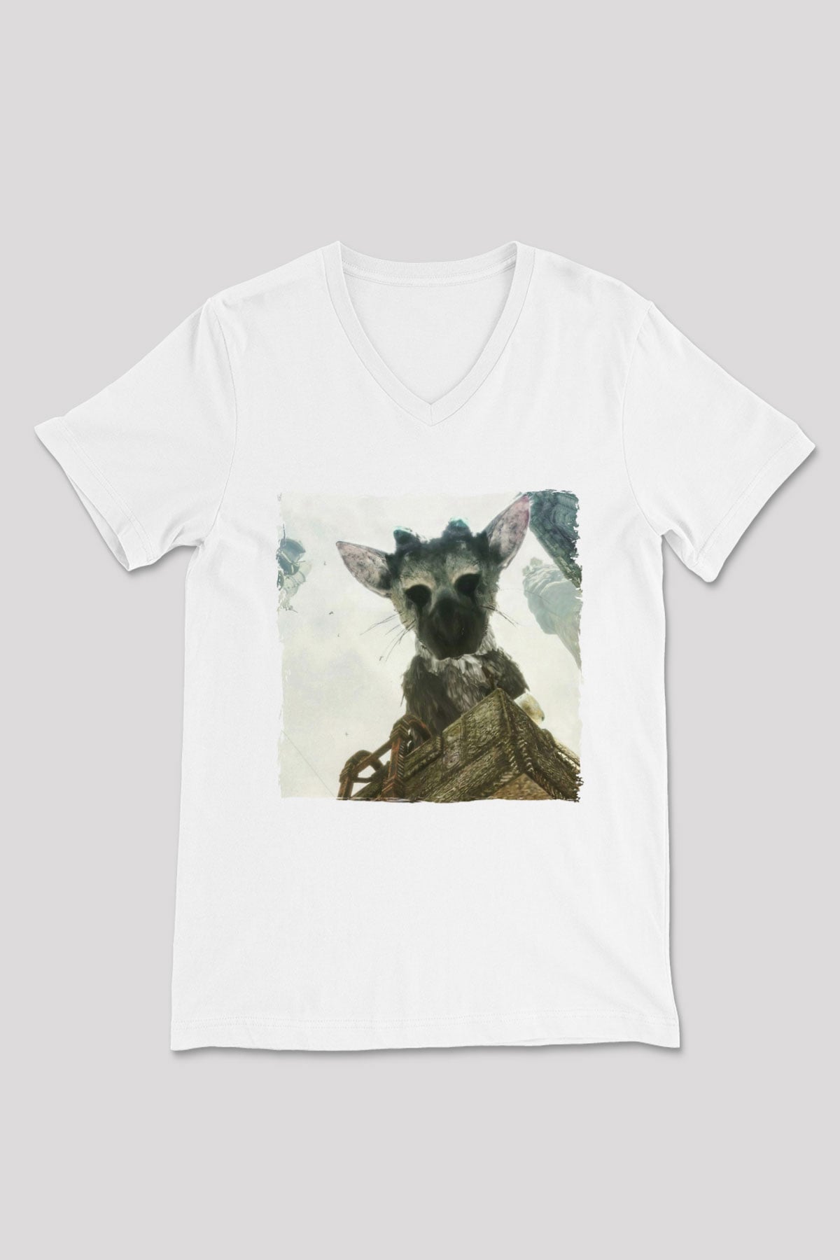 The Last Guardian Beyaz Unisex V Yaka Tişört