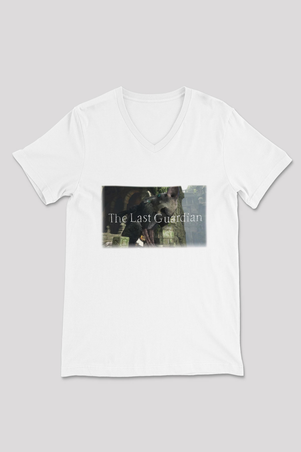 The Last Guardian Beyaz Unisex V Yaka Tişört T-Shirt