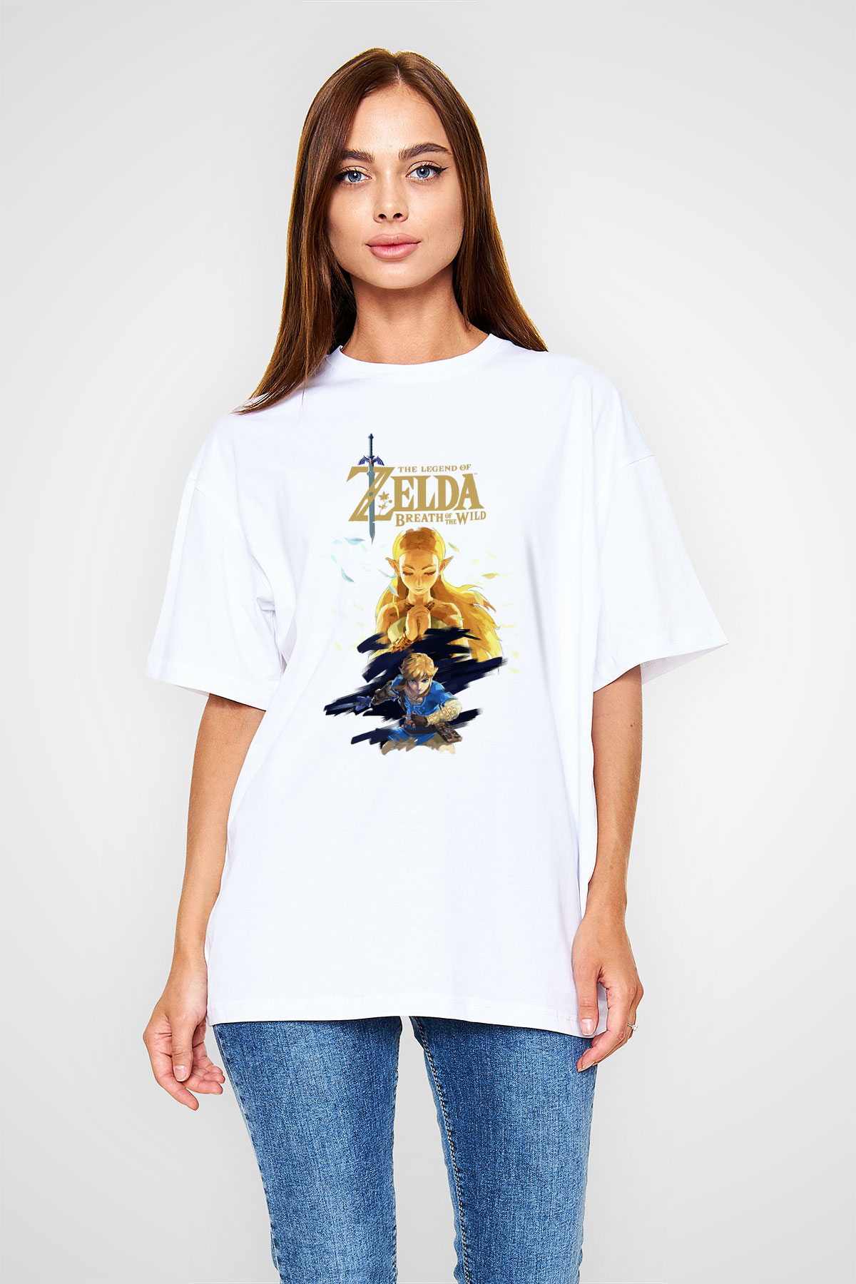 The Legend of Zelda Beyaz Unisex Oversize Tişört