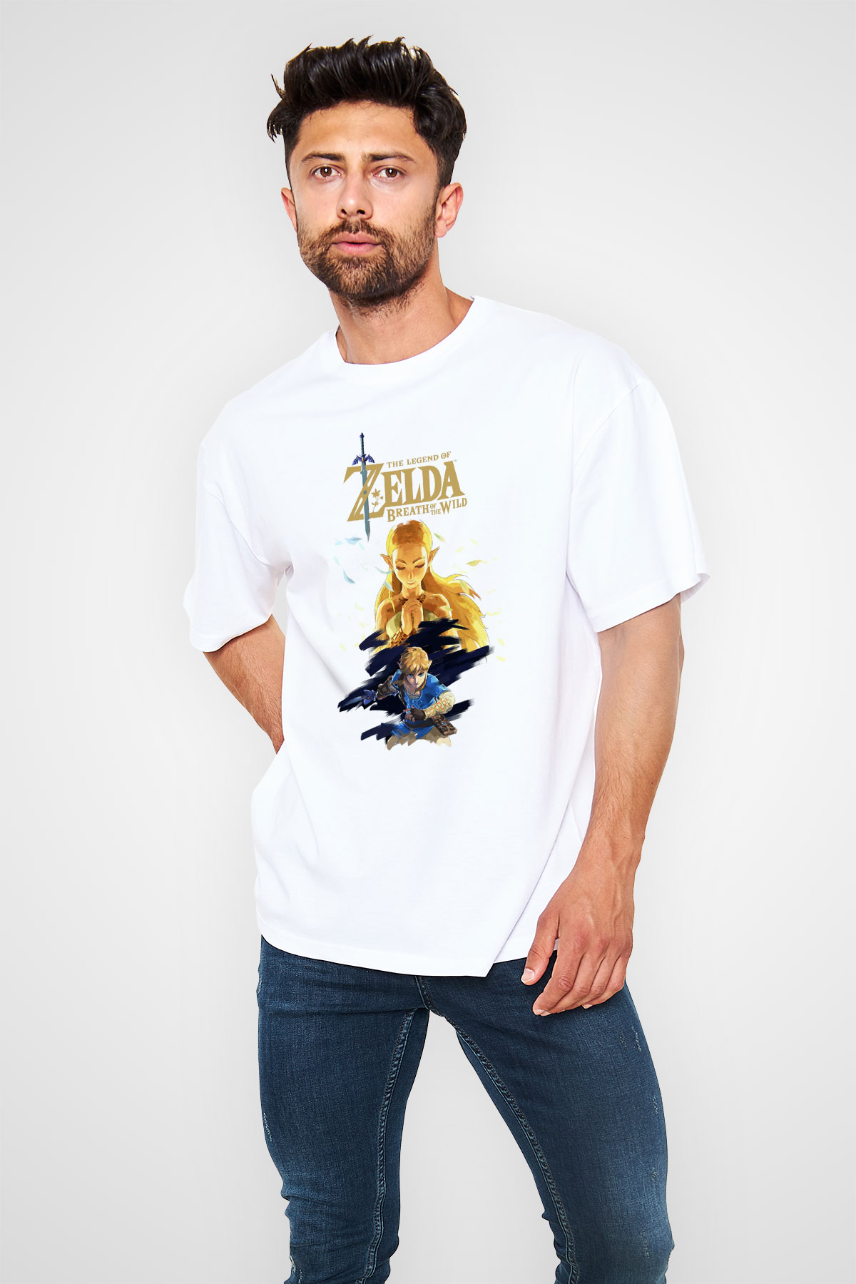 The Legend of Zelda Beyaz Unisex Oversize Tişört