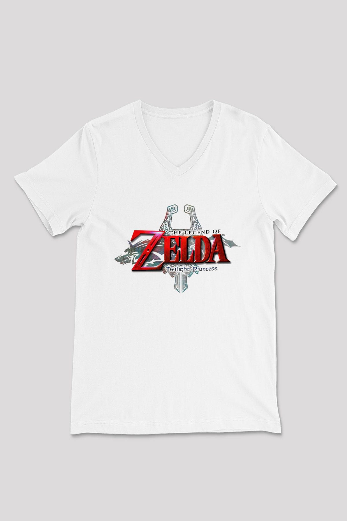 The Legend of Zelda Beyaz Unisex V Yaka Tişört