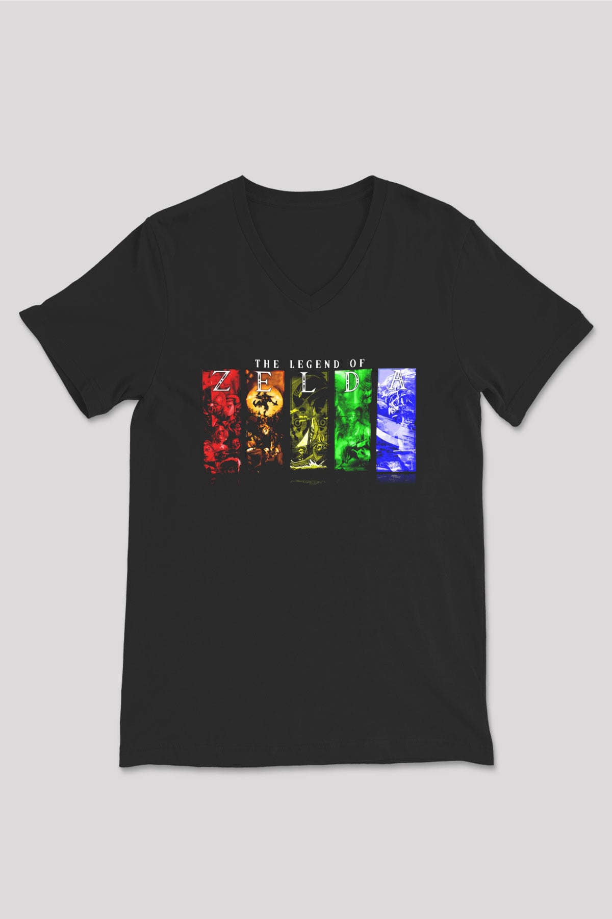 The Legend of Zelda Siyah Unisex V Yaka Tişört