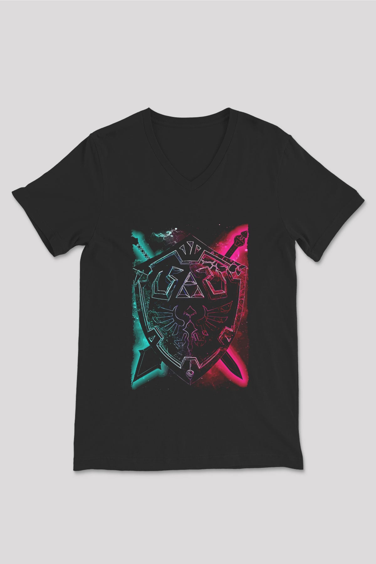 The Legend of Zelda Siyah Unisex  V Yaka Tişört