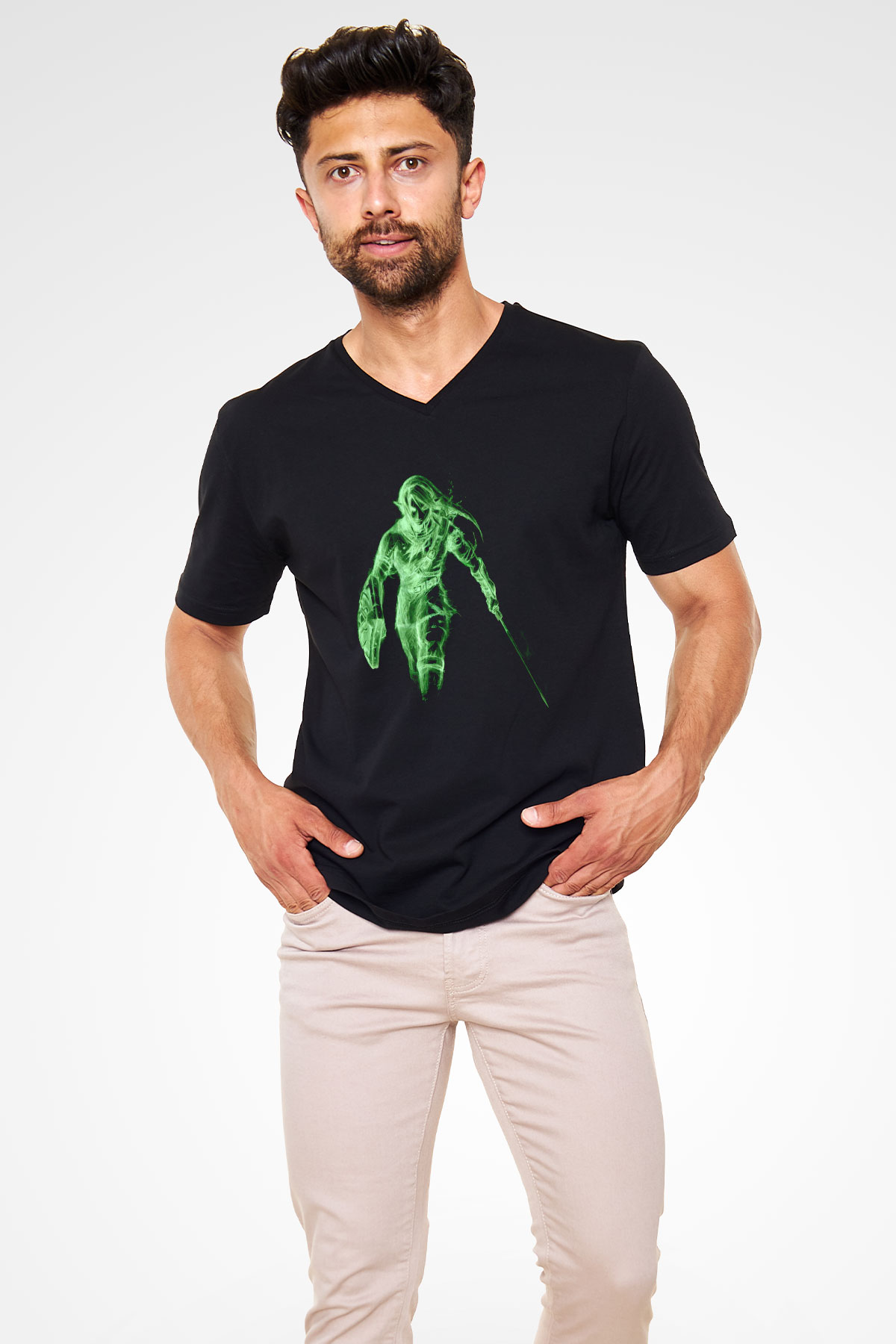The Legend of Zelda Siyah Unisex V Yaka Tişört