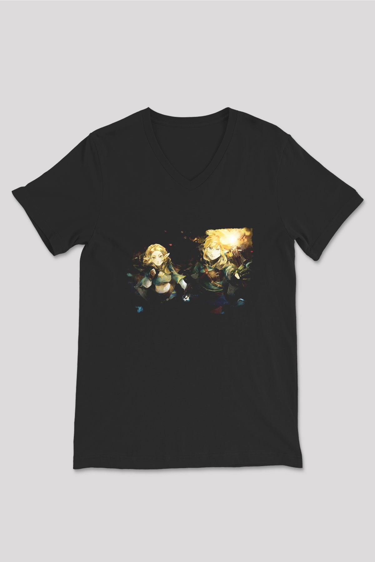 The Legend of Zelda Siyah Unisex  V Yaka Tişört