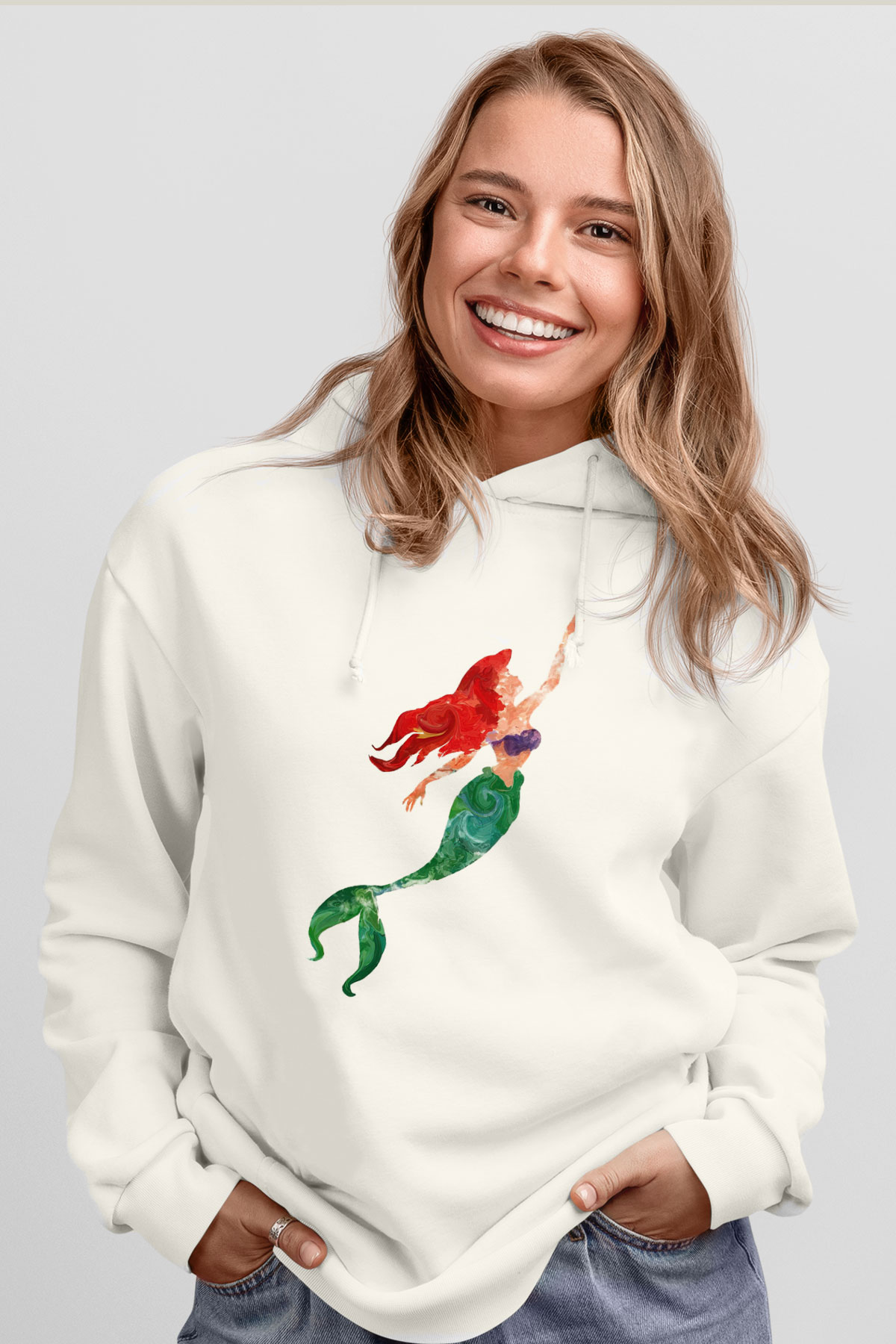The Little Mermaid Beyaz Unisex Hoodie