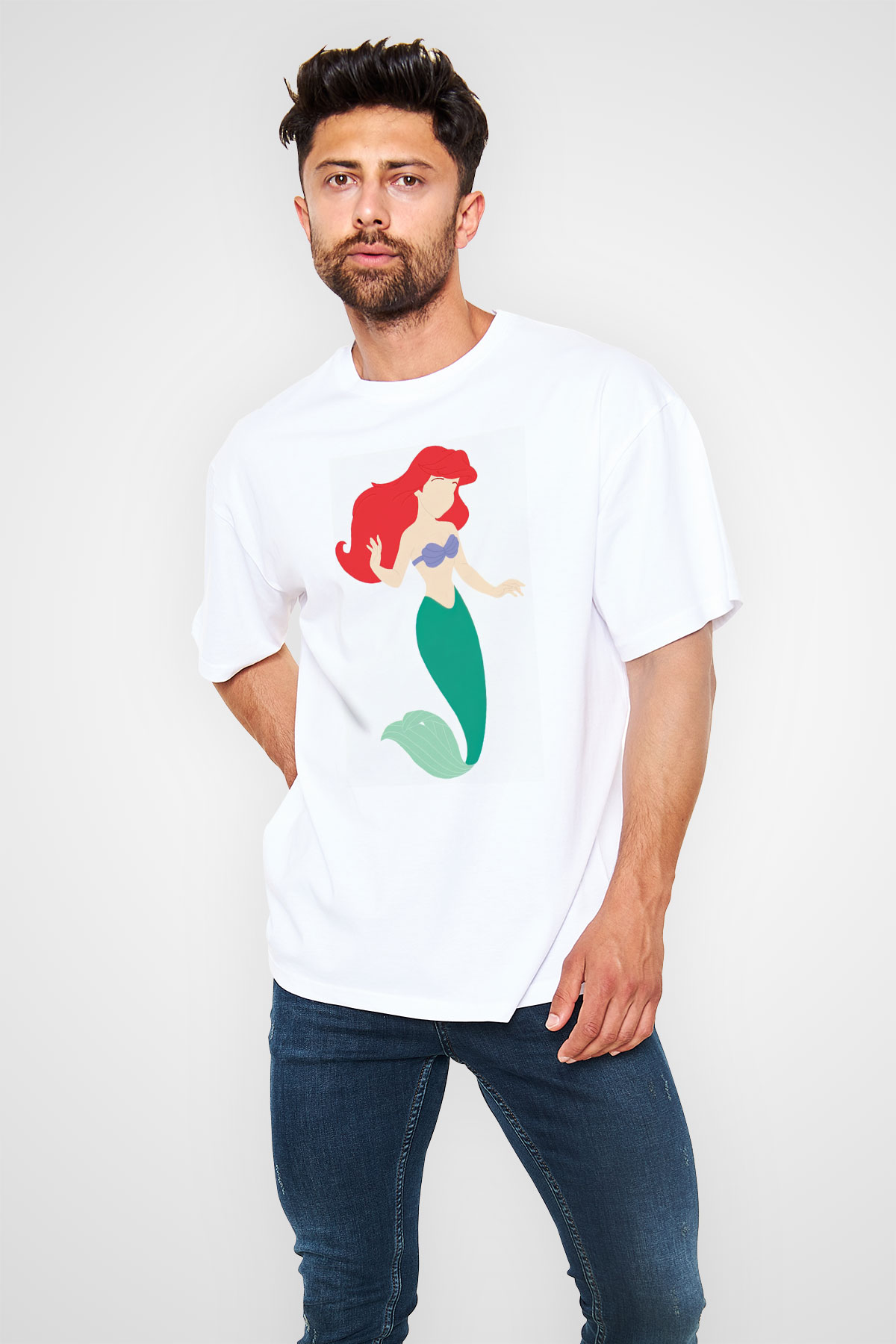 The Little Mermaid Beyaz Oversize Tişört Oversize T-shirt