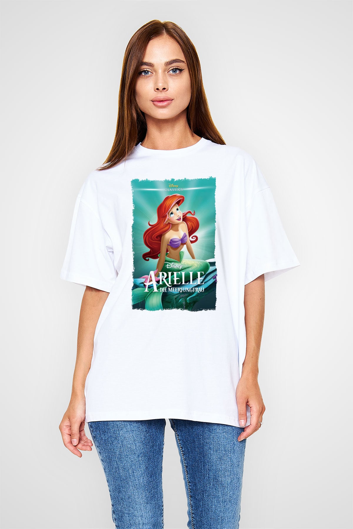 The Little Mermaid Beyaz Oversize Tişört Oversize T-shirt