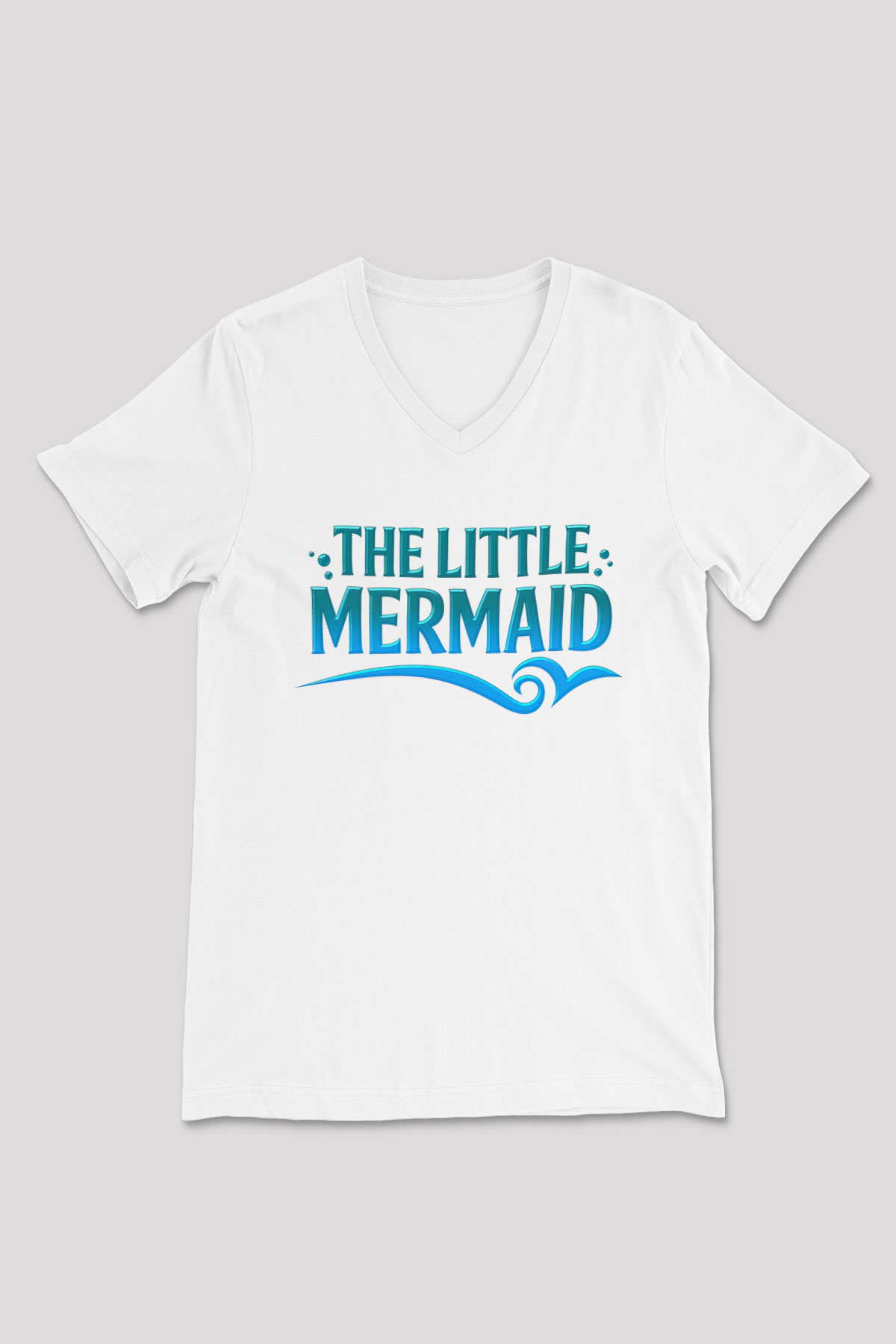 The Little Mermaid Beyaz Unisex V Yaka Tişört T-Shirt