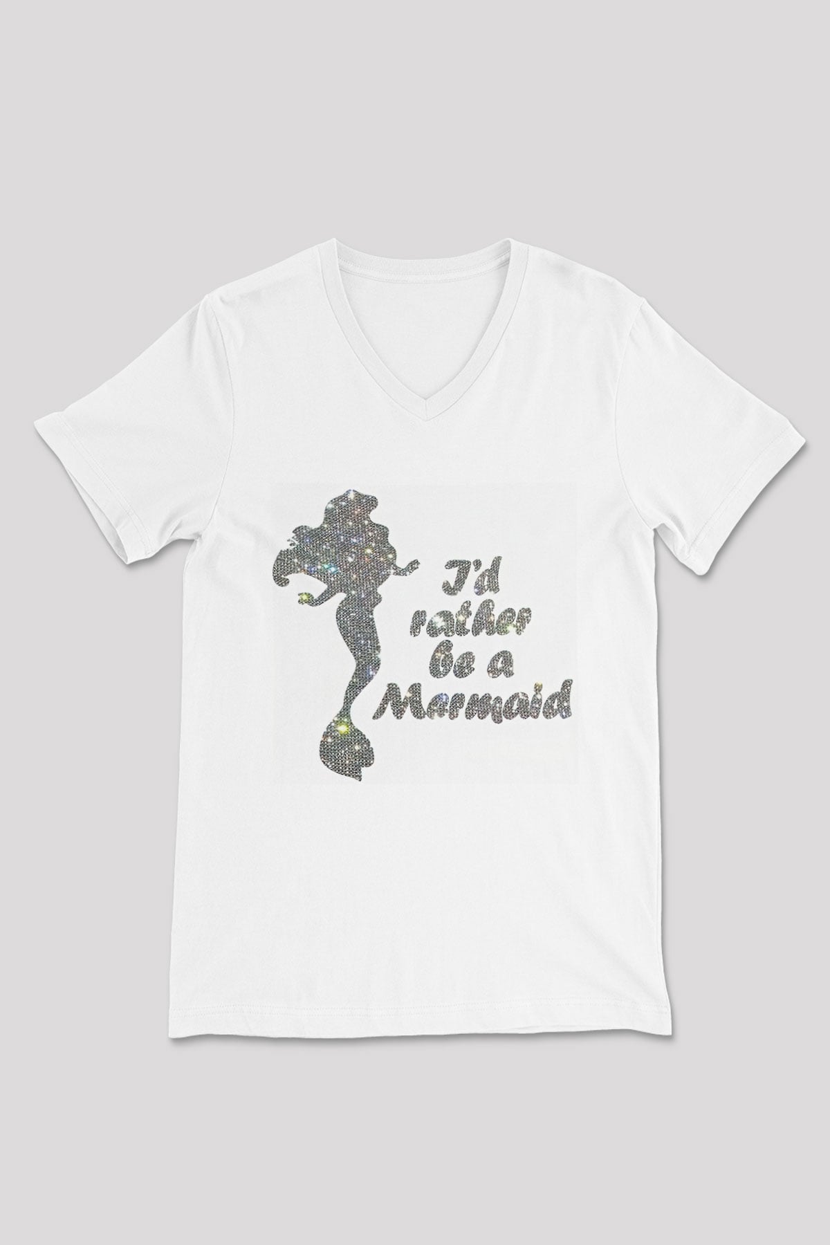 The Little Mermaid Beyaz Unisex V Yaka Tişört
