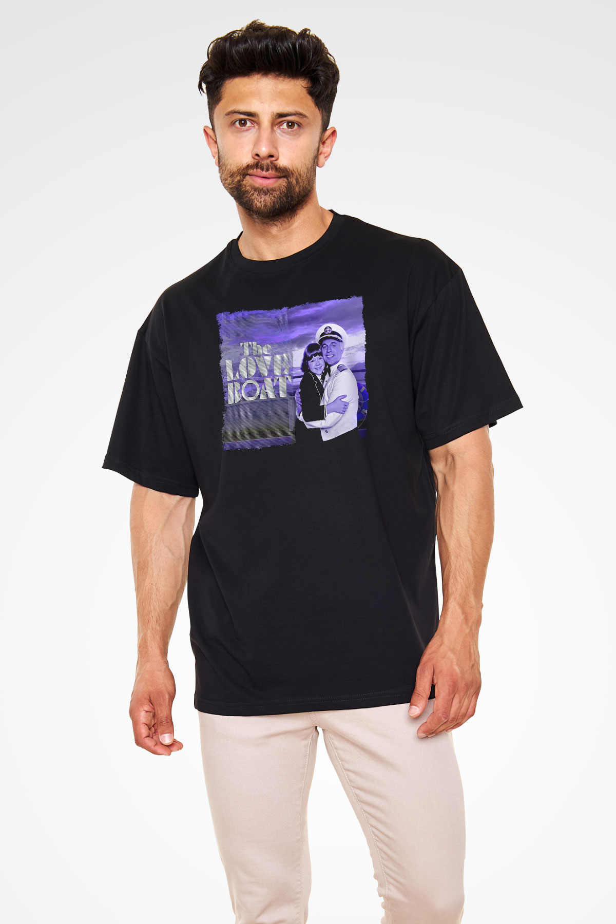 The Love Boat Siyah Oversize Tişört