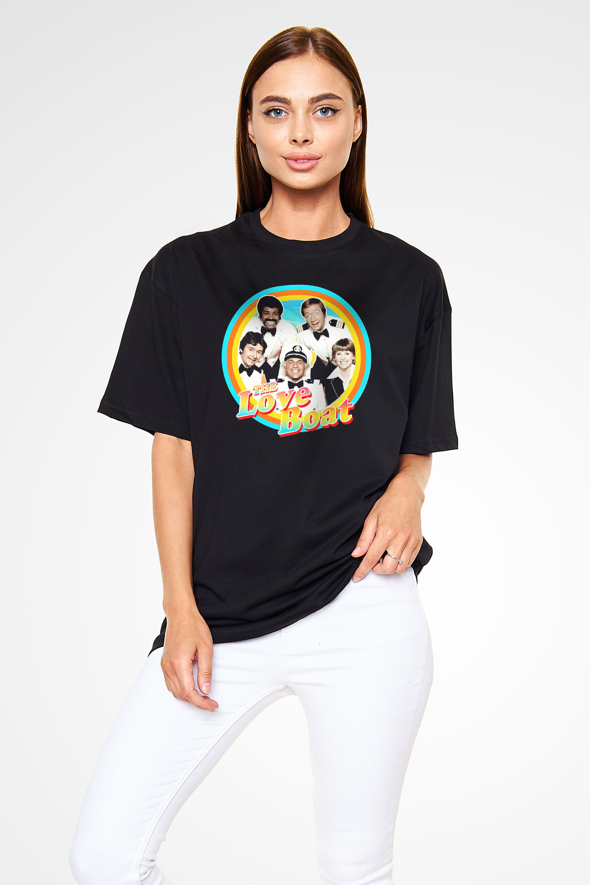 The Love Boat Siyah Oversize Tişört