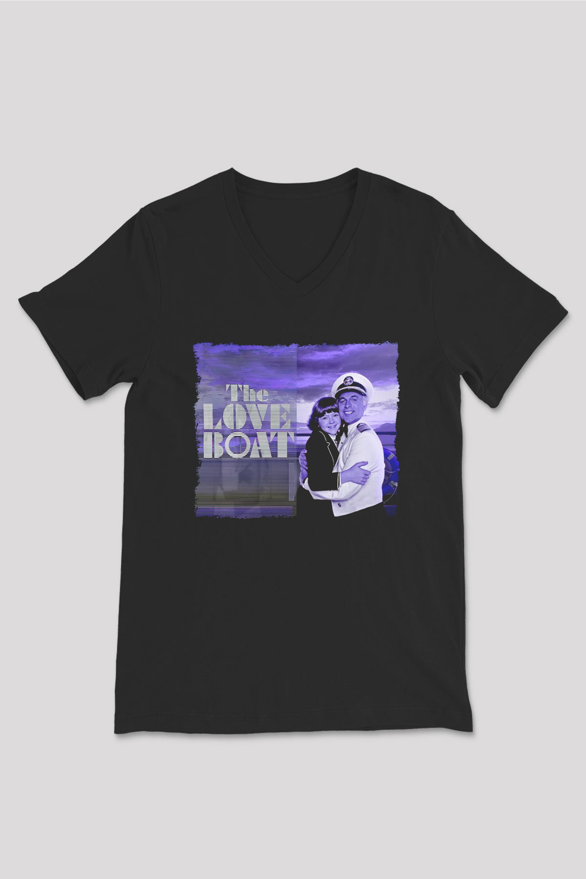 The Love Boat Siyah Unisex  V Yaka Tişört