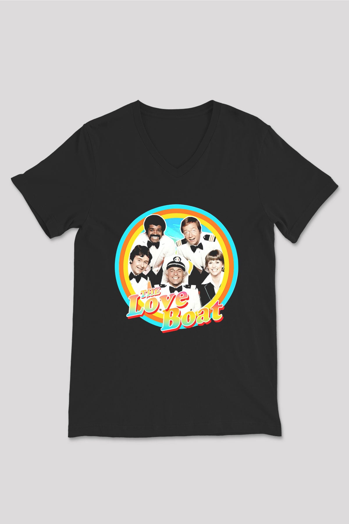 The Love Boat Siyah Unisex  V Yaka Tişört
