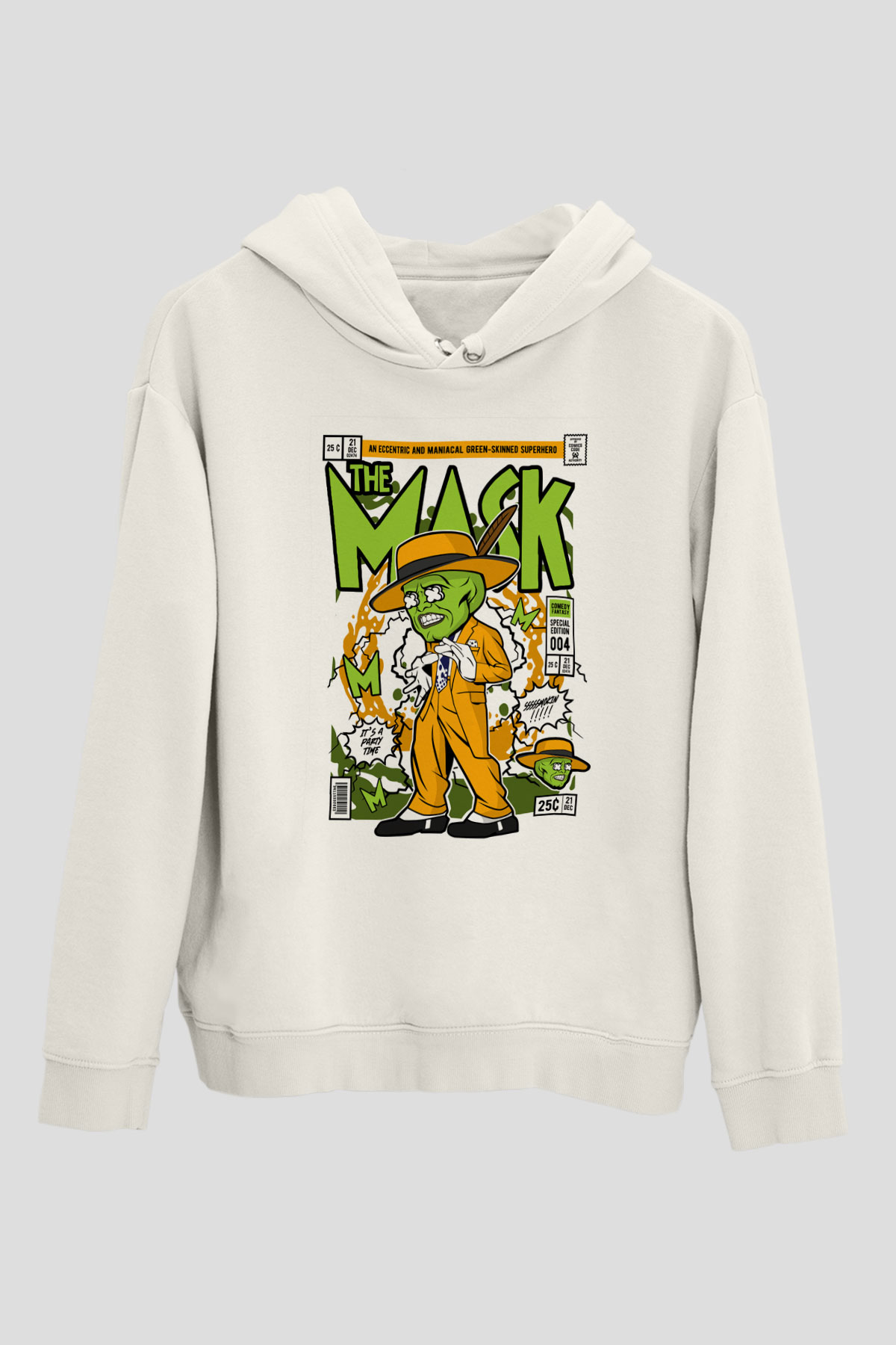 The Mask Baskılı Unisex Beyaz Hoodie