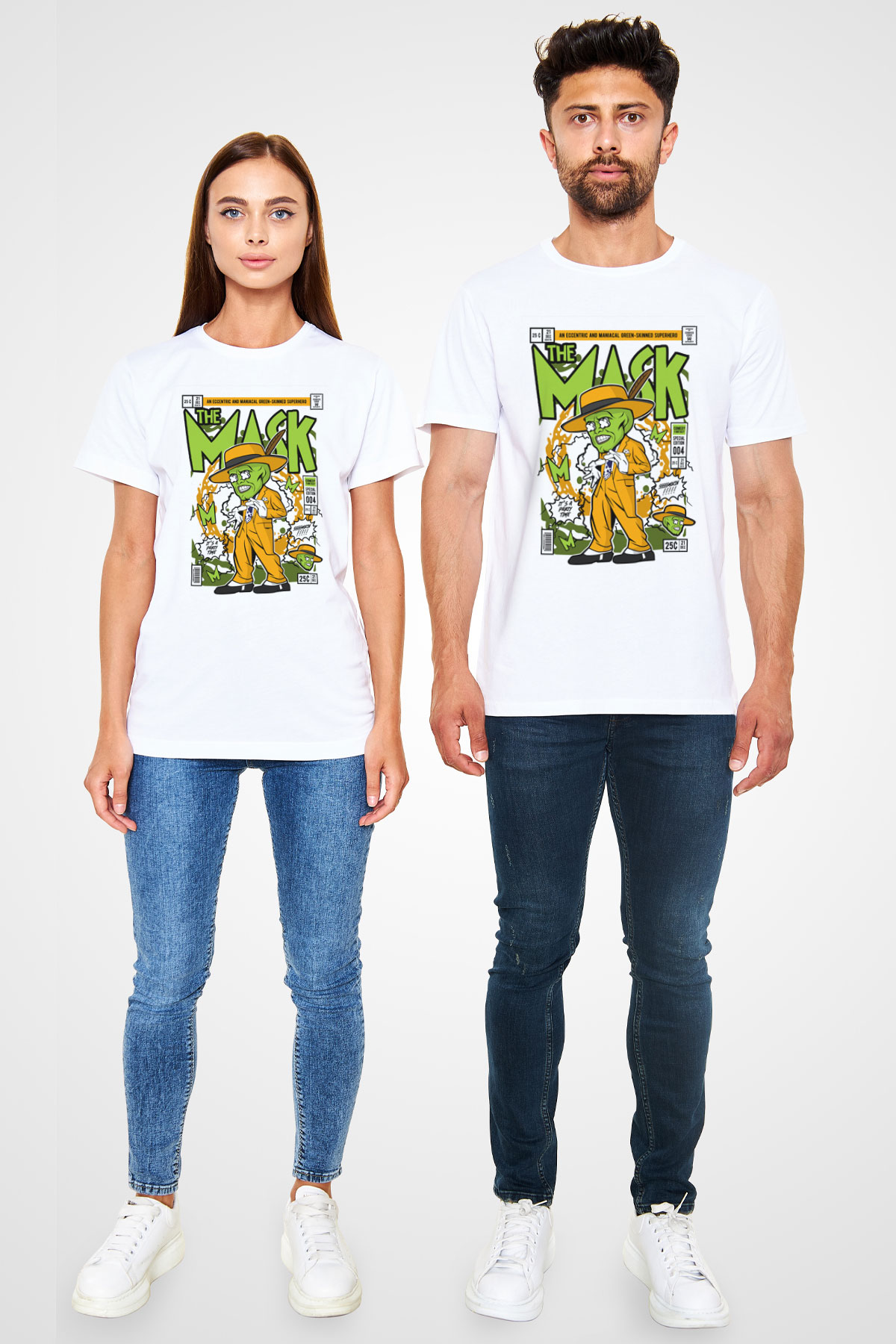 The Mask Baskılı Unisex Beyaz Tişört
