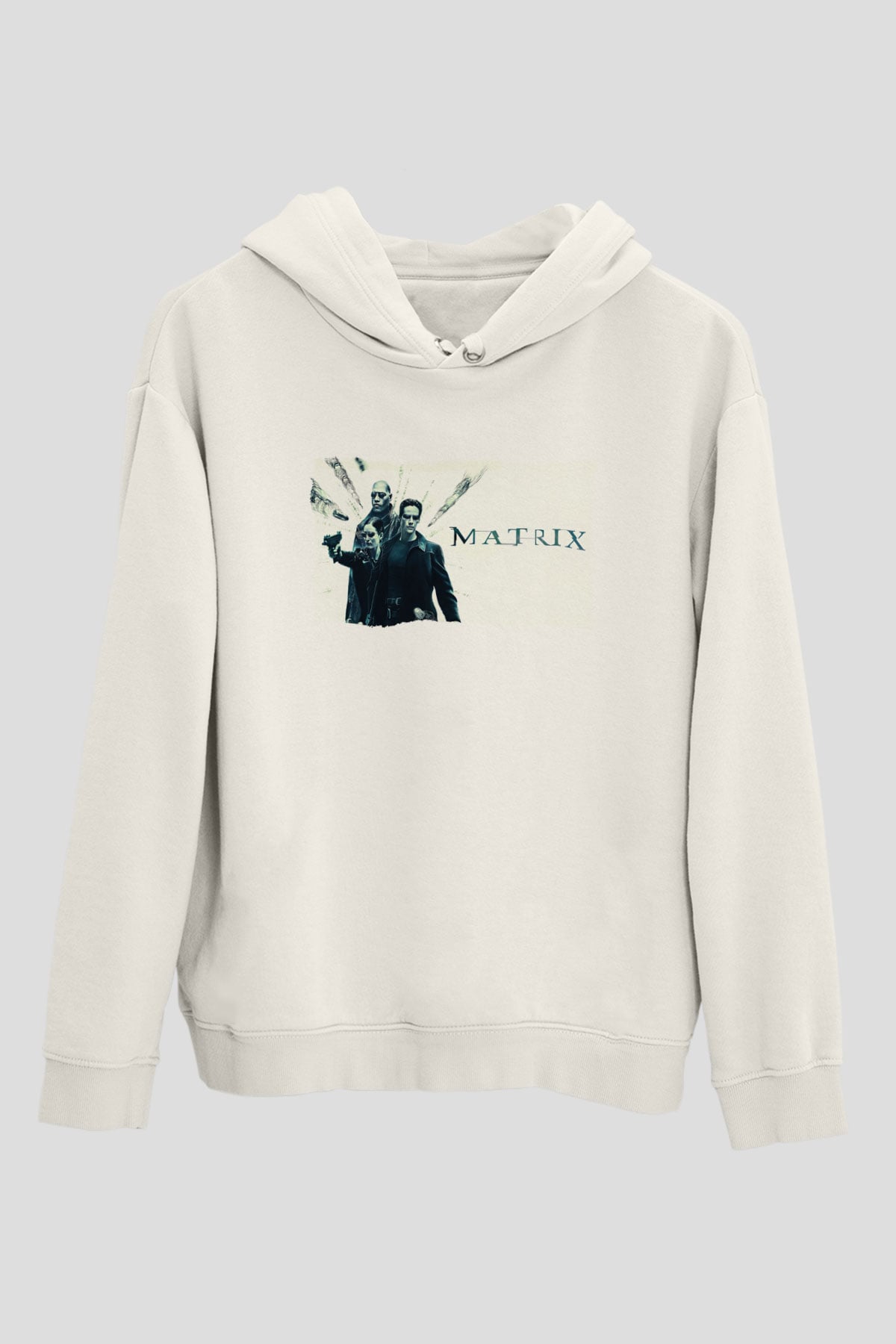The Matrix Beyaz Unisex Hoodie