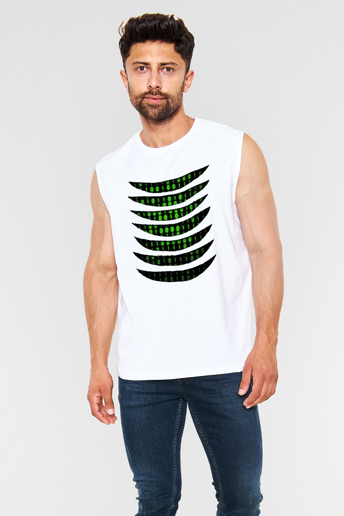 The Matrix Beyaz Unisex Kolsuz Tişört