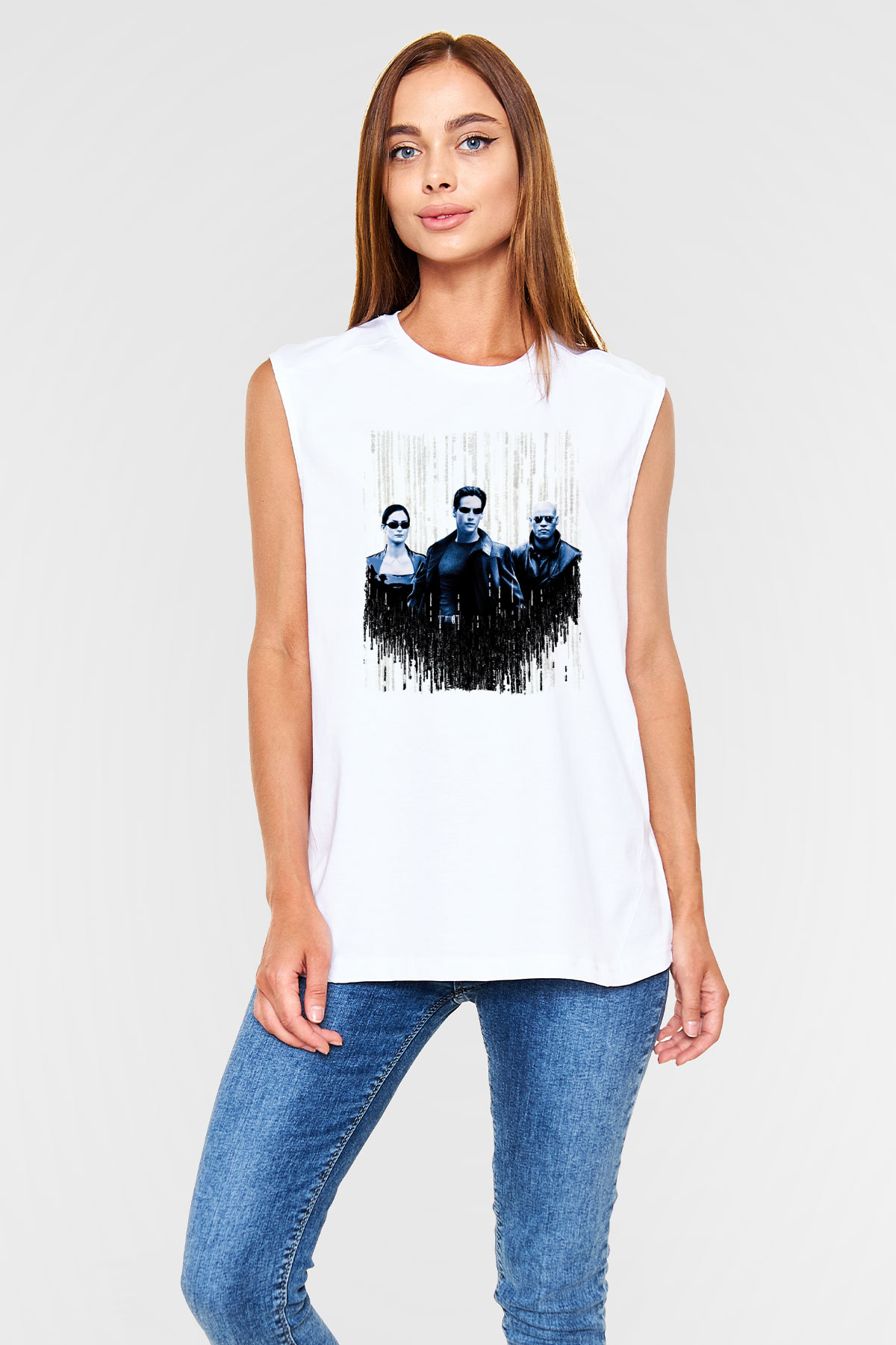 The Matrix Beyaz Unisex Kolsuz Tişört