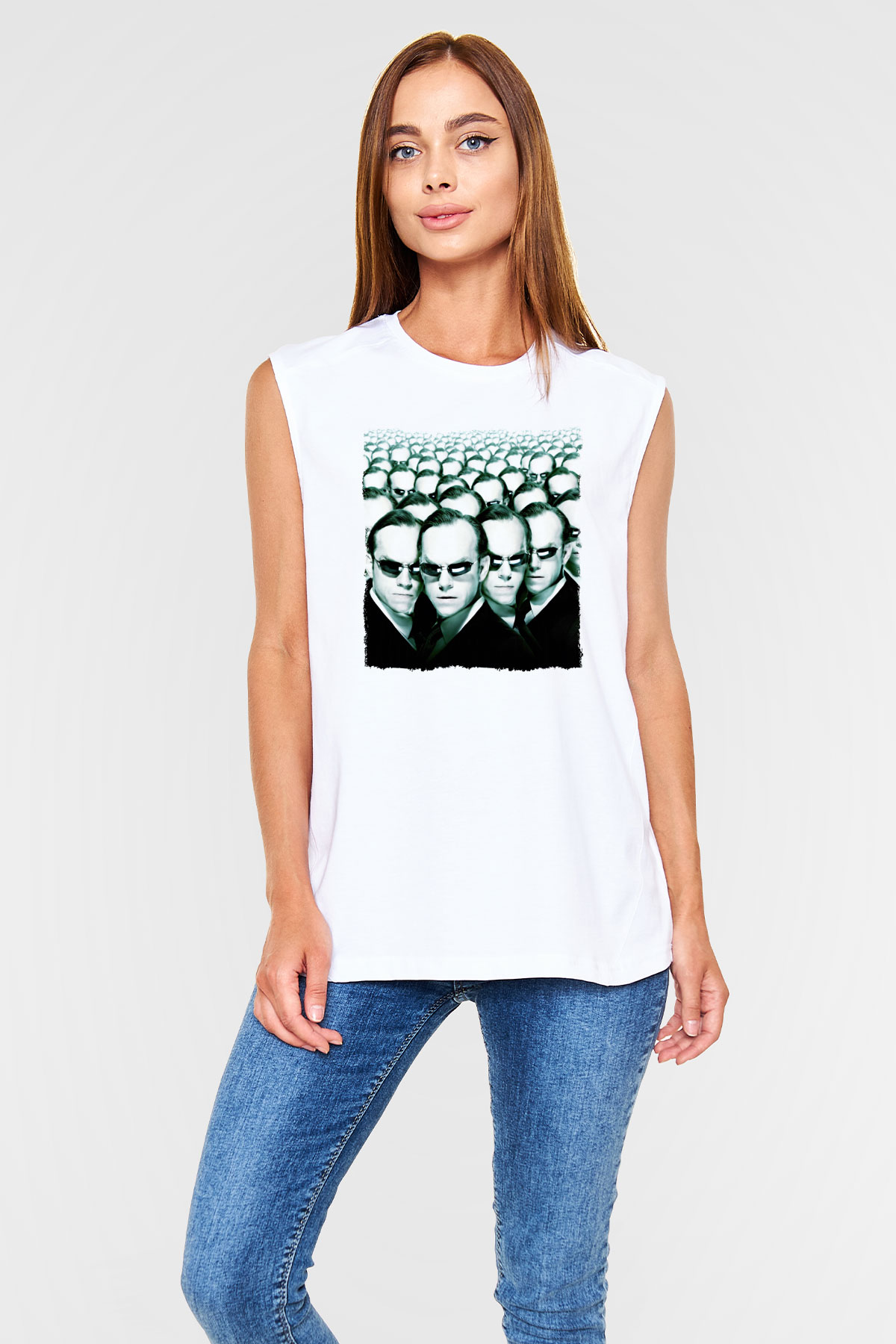 The Matrix Beyaz Unisex Kolsuz Tişört