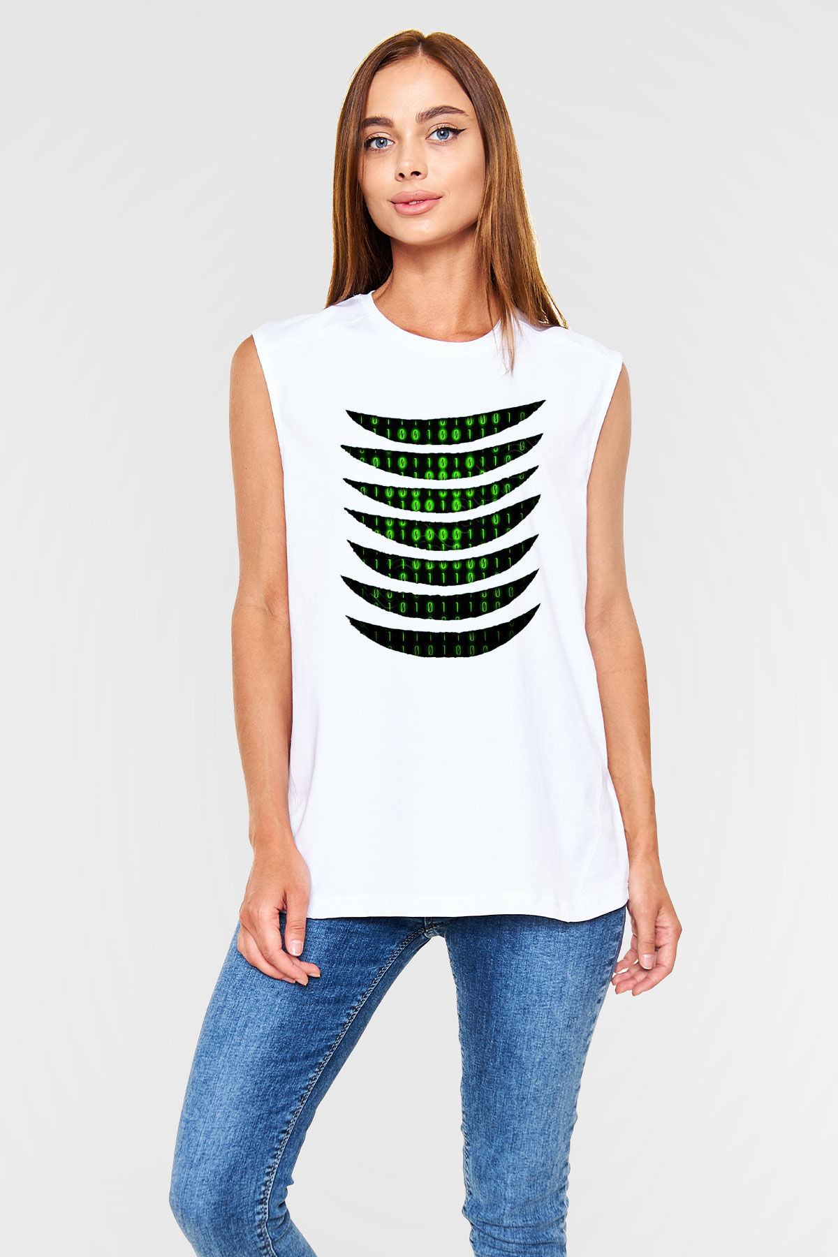 The Matrix Beyaz Unisex Kolsuz Tişört