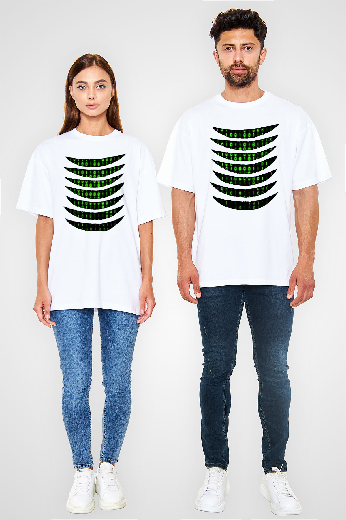 The Matrix Beyaz Unisex Oversize Tişört T-Shirt