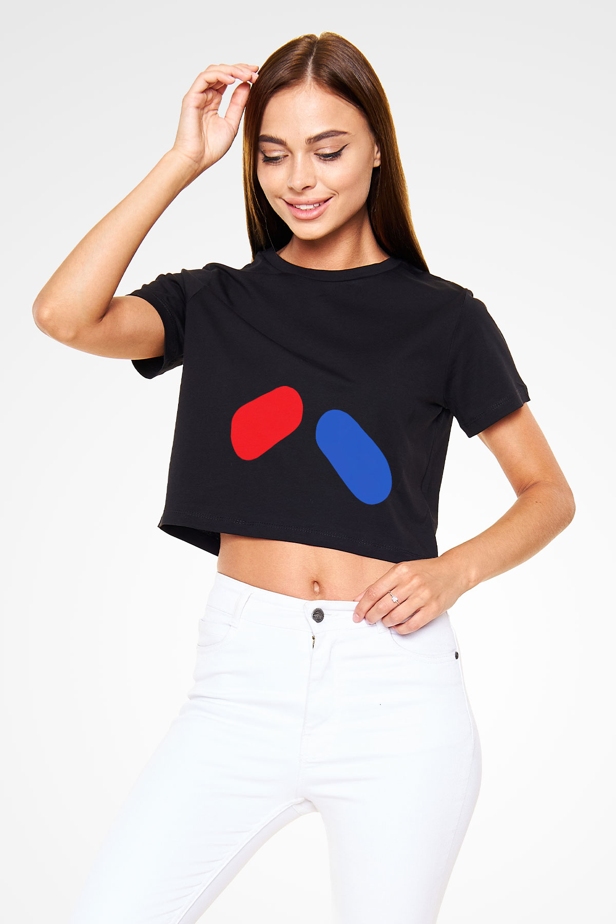 The Matrix Siyah Crop Top Tişört