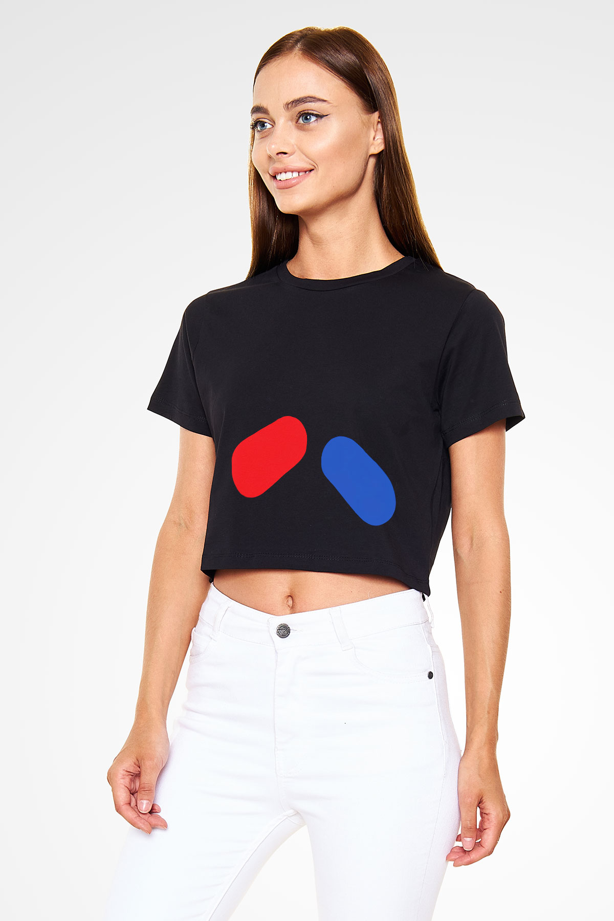 The Matrix Siyah Crop Top Tişört