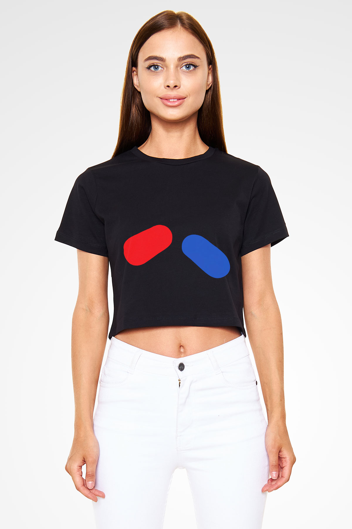 The Matrix Siyah Crop Top Tişört