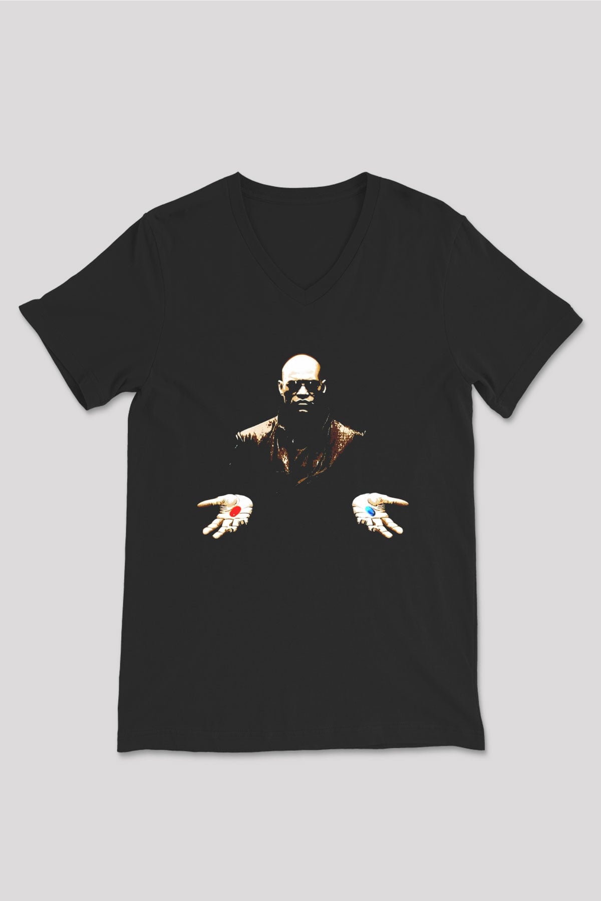 The Matrix Siyah Unisex V Yaka Tişört T-Shirt