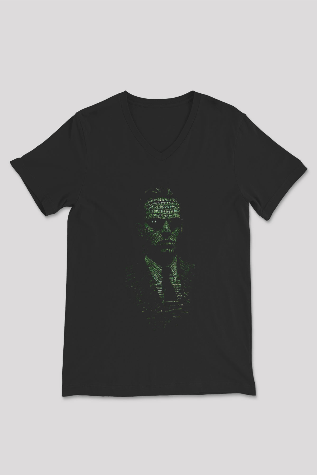 The Matrix Siyah Unisex V Yaka Tişört T-Shirt