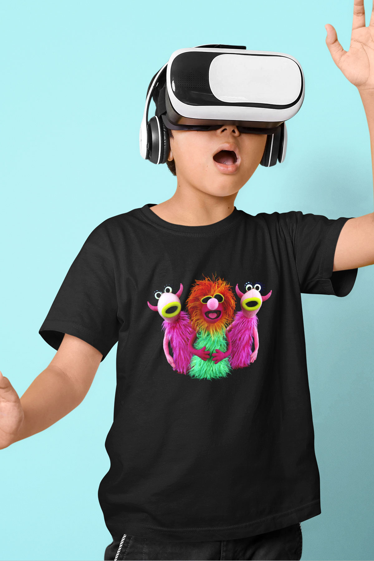 The Muppets Baskılı Siyah Unisex Çocuk Tişört
