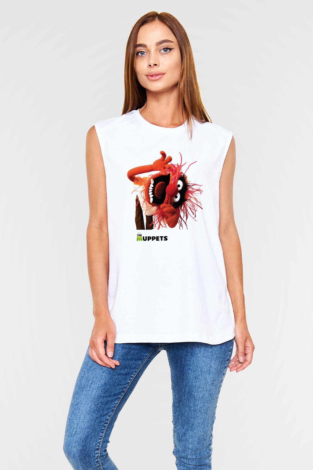 The Muppets Beyaz Unisex Kolsuz Tişört