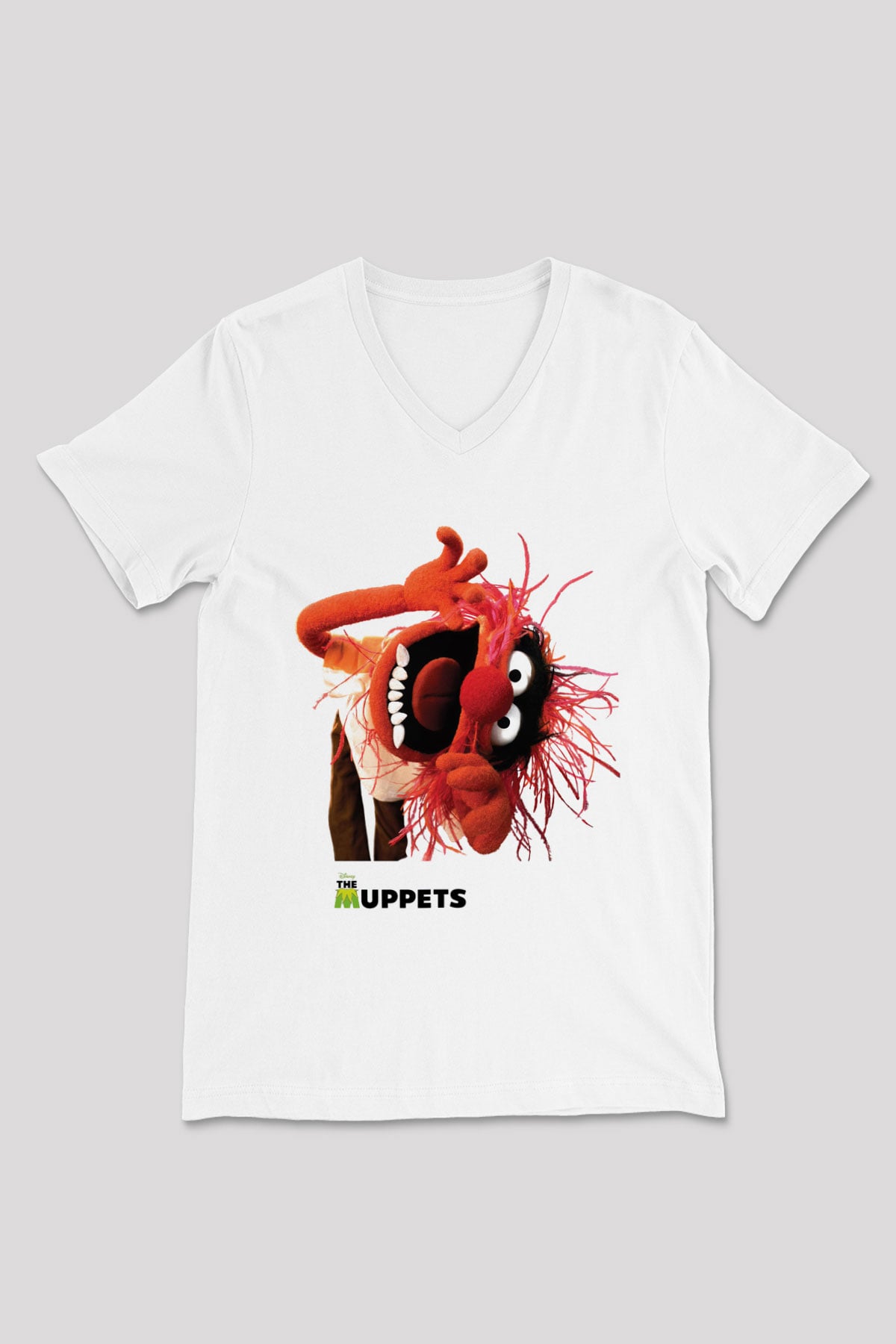 The Muppets Beyaz Unisex V Yaka Tişört
