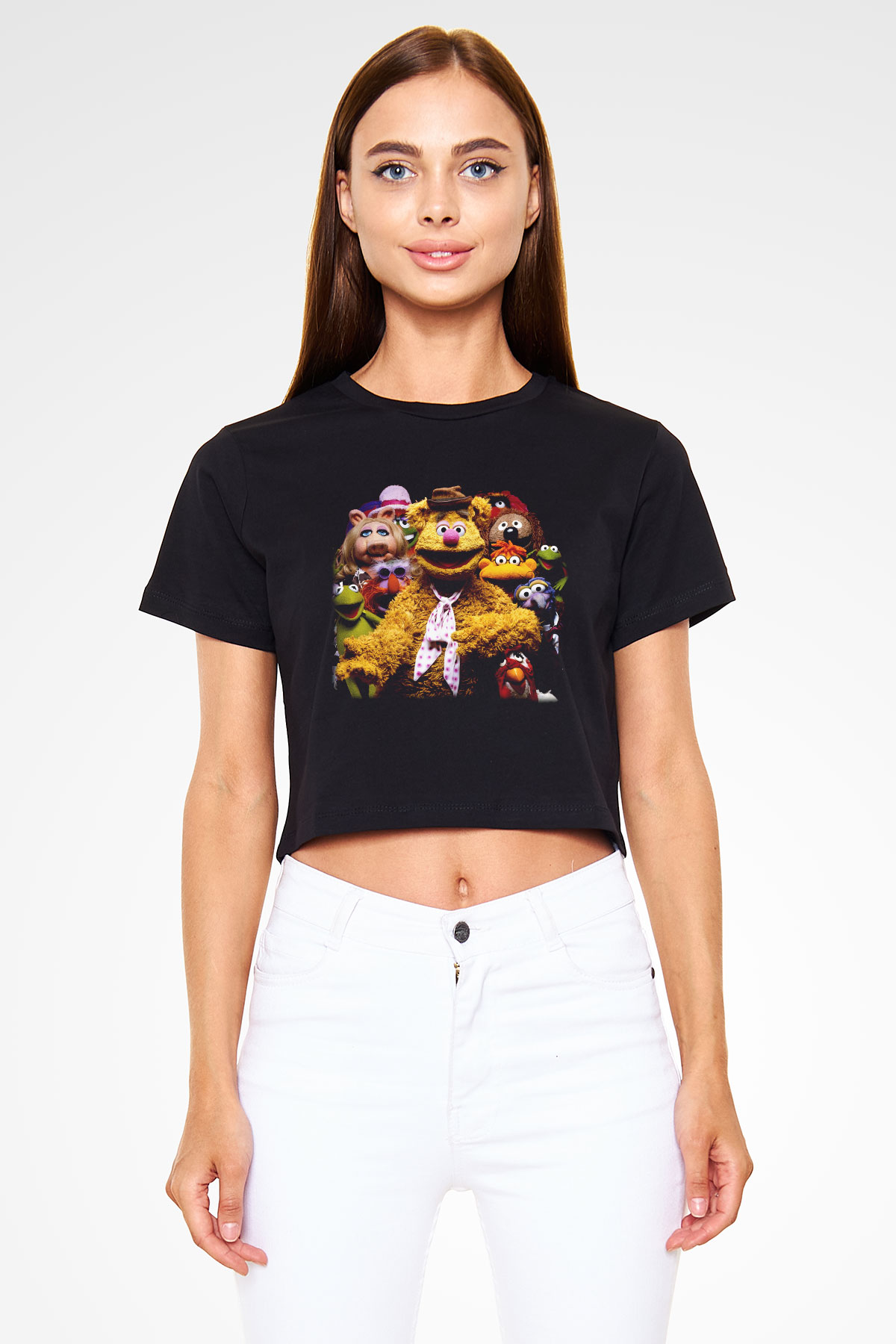 The Muppets Siyah Crop Top Tişört