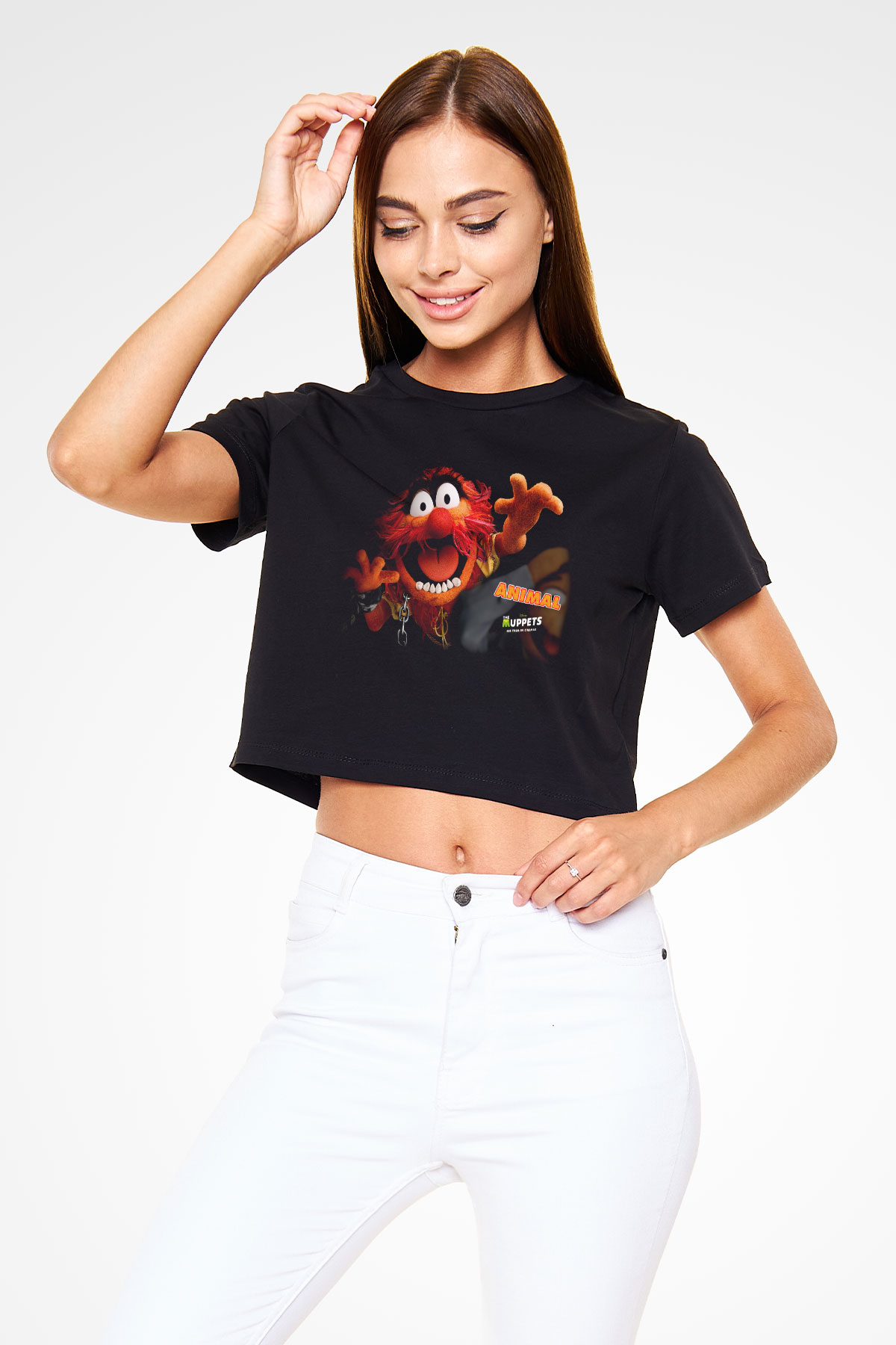 The Muppets Siyah Crop Top Tişört