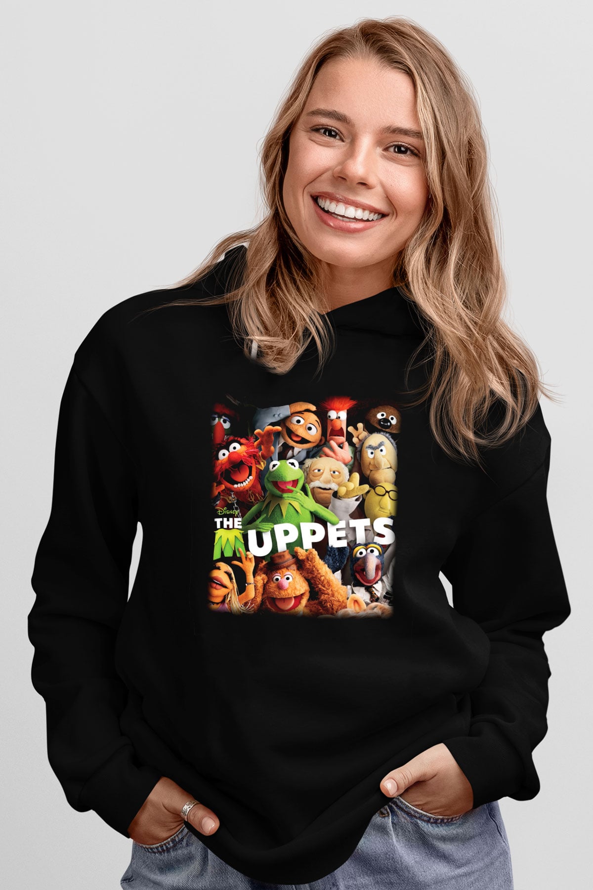 The Muppets Siyah Unisex Kapüşonlu Sweatshirt
