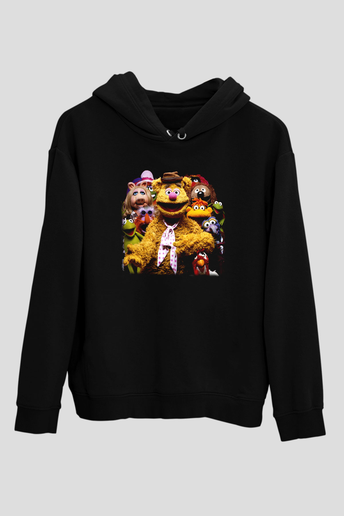 The Muppets Siyah Unisex Kapüşonlu Sweatshirt