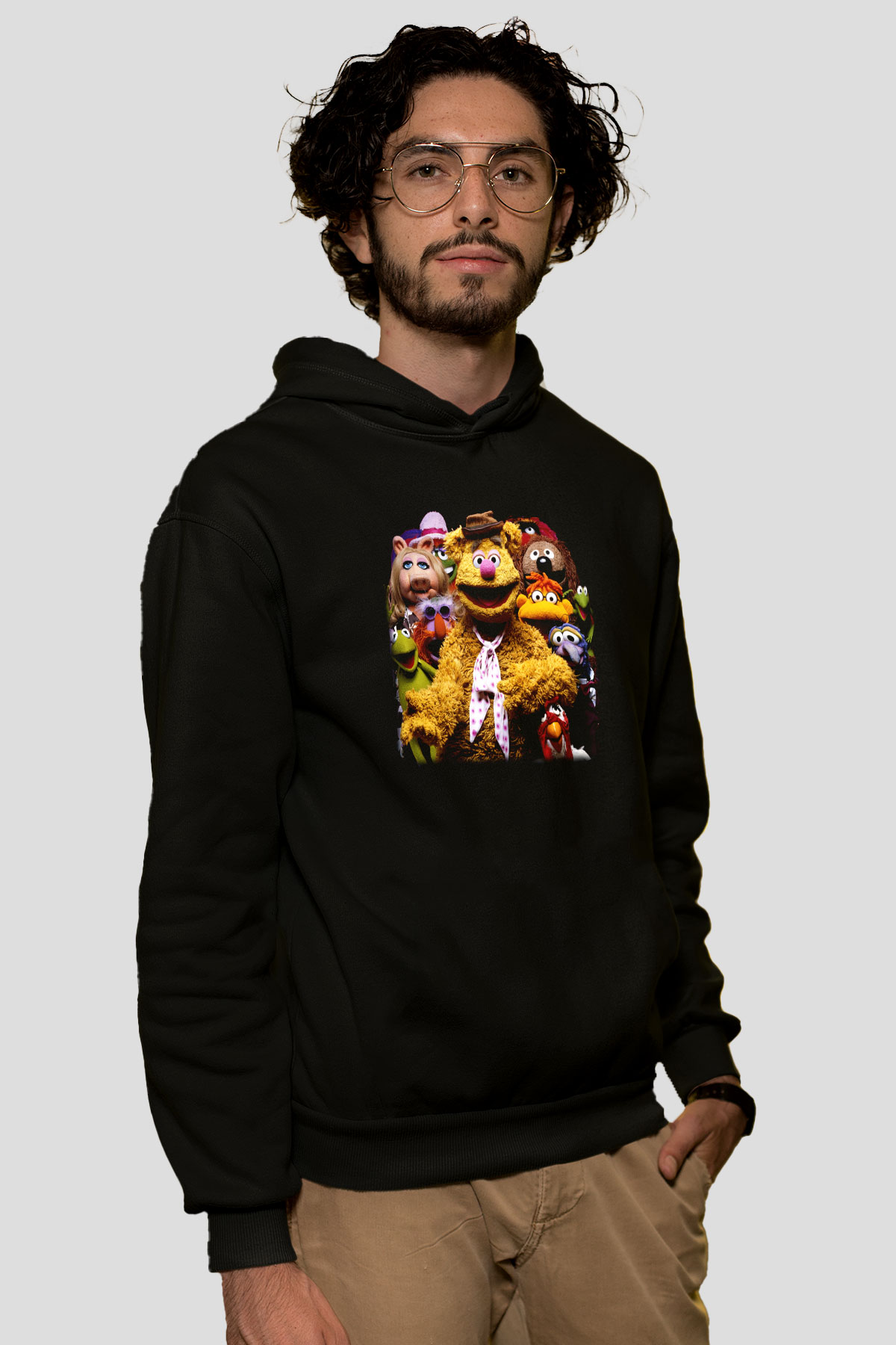 The Muppets Siyah Unisex Kapüşonlu Sweatshirt
