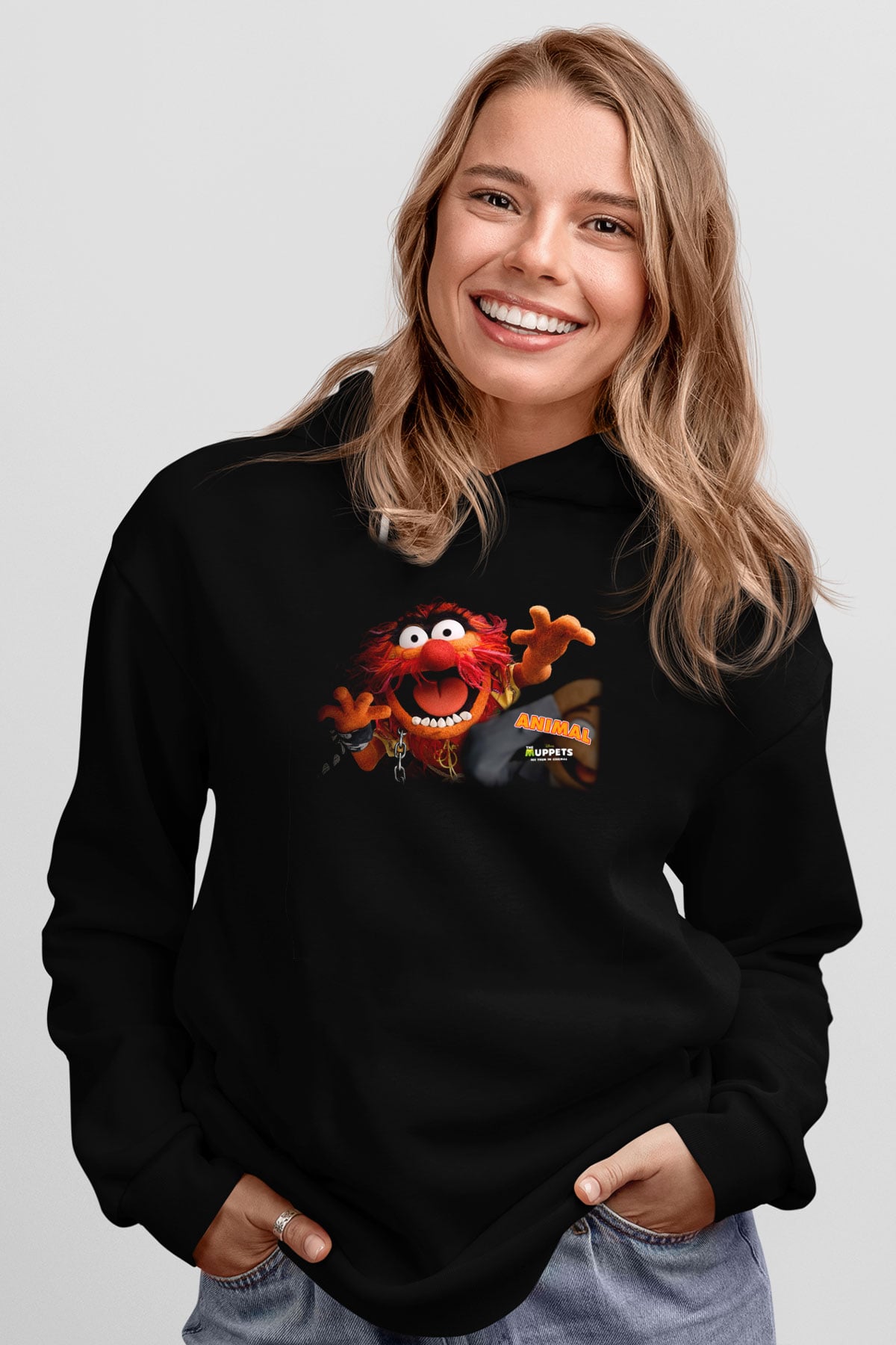 The Muppets Siyah Unisex Kapüşonlu Sweatshirt