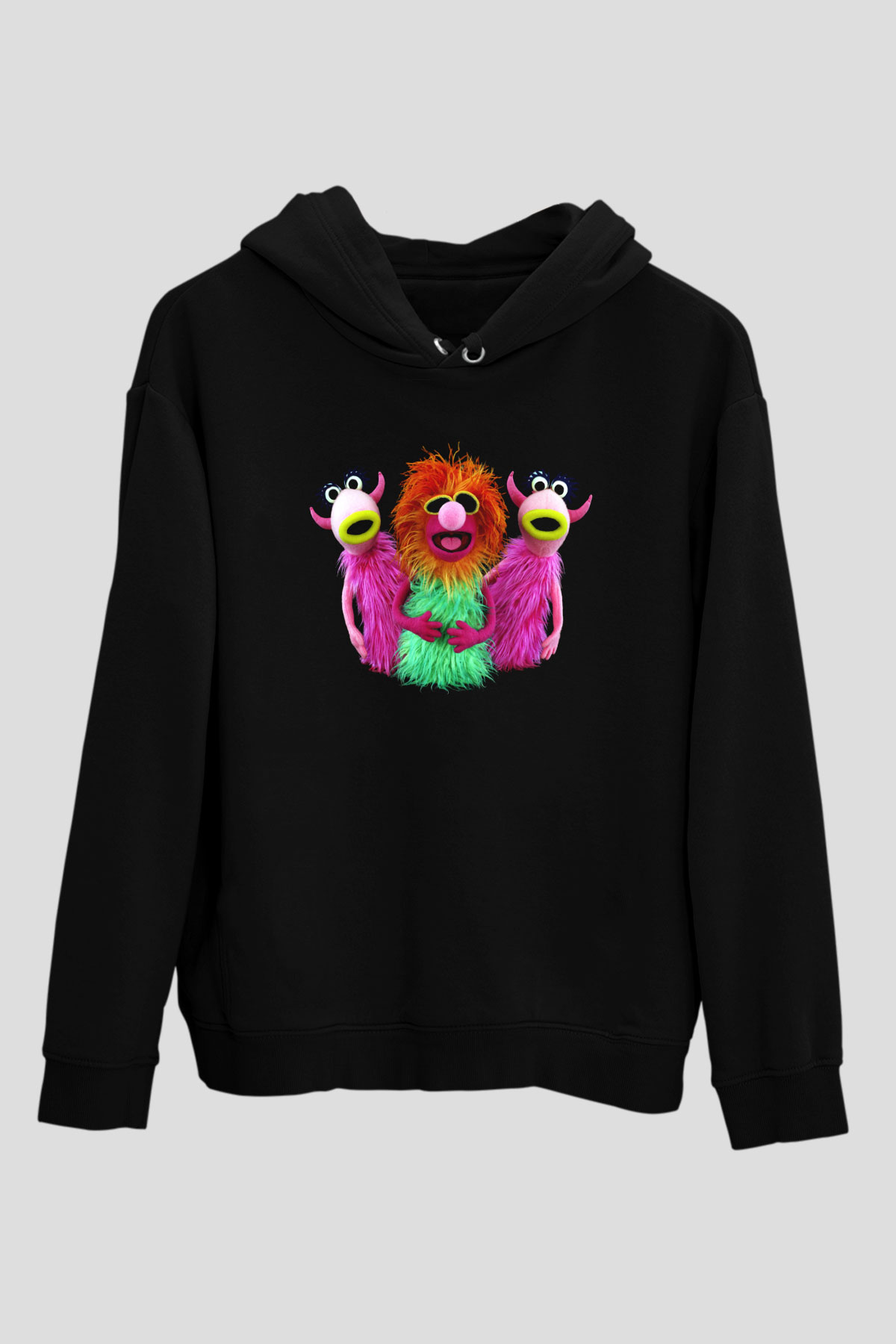 The Muppets Siyah Unisex Kapüşonlu Sweatshirt