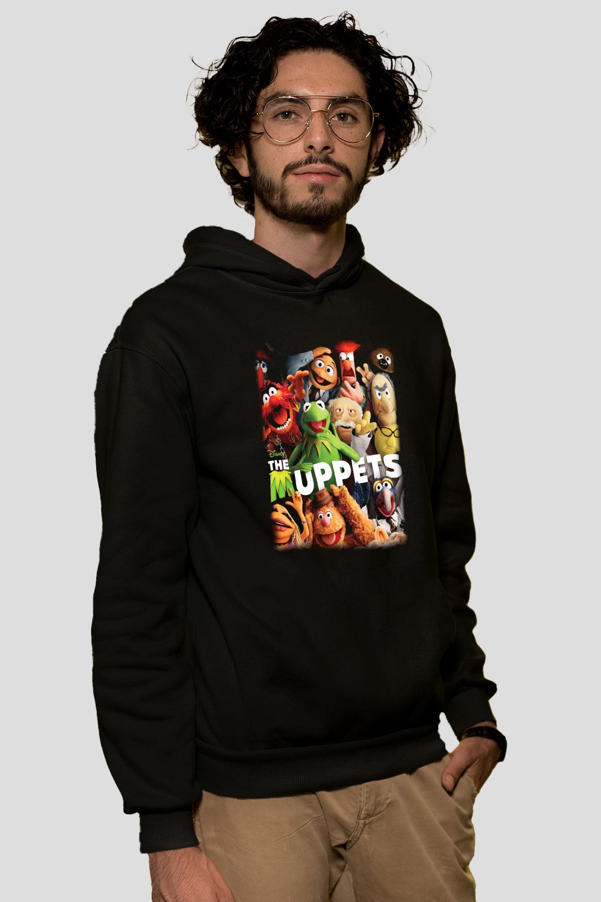 The Muppets Siyah Unisex Kapüşonlu Sweatshirt
